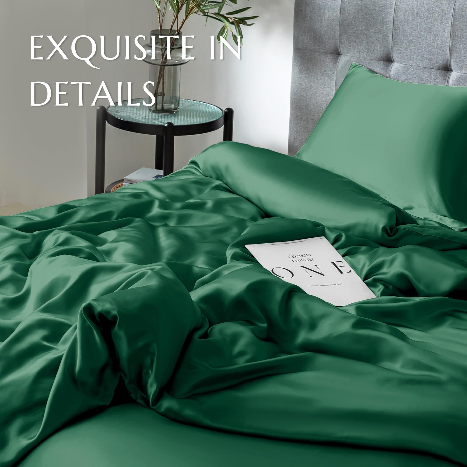 Premium 100% 7A+ Mulberry Silk Duvet Cover - Seamless & Breathable Luxury Bedding with Easy Care Zipper Closure (Full Size, Emerald Green) | Perfect for Allergy Relief, Temperature Regulation & Luxurious Sleep Experience