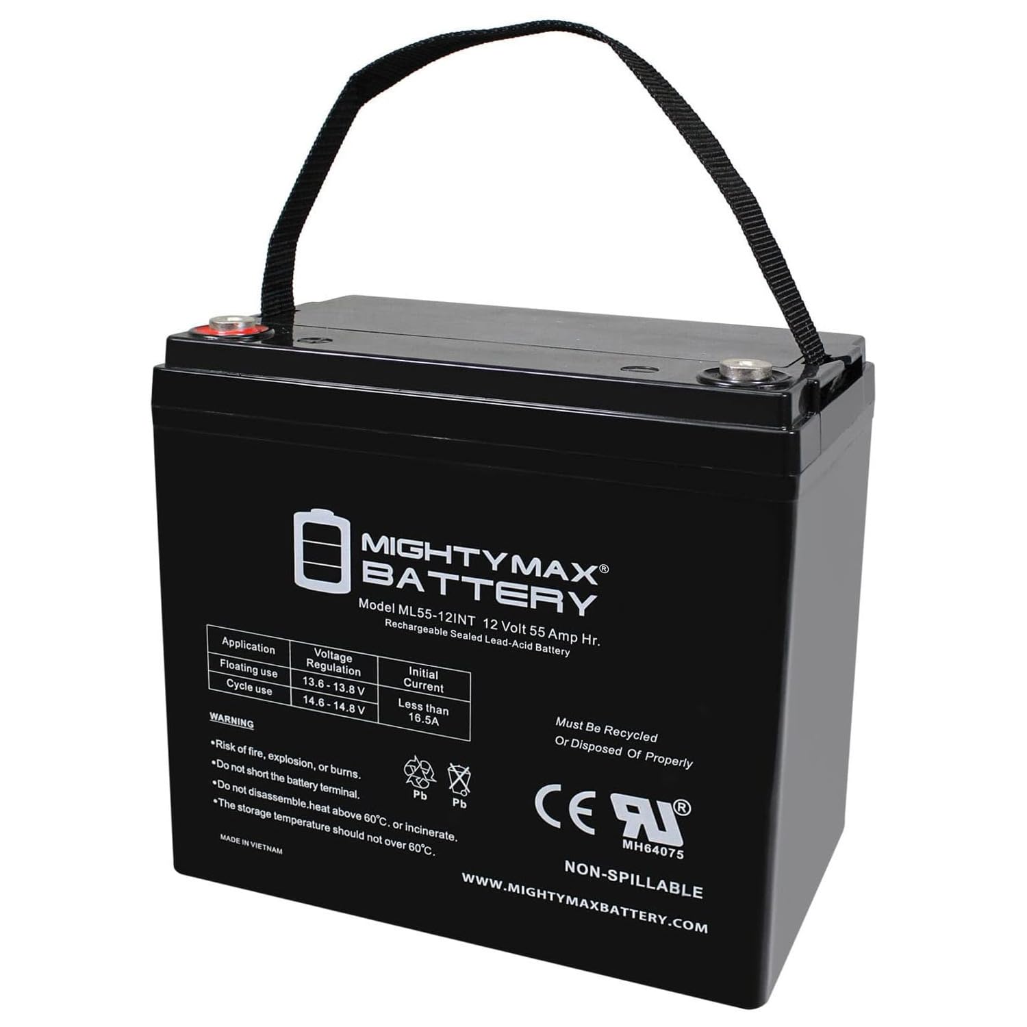 Mighty Max 12V 55AH Rechargeable AGM Battery - Replacement for Drive Medical Trident HD 2850HD-22 - Perfect for Mobility Scooters, Power Wheelchairs & Medical Equipment