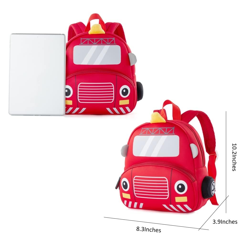 Toddler Neoprene Backpack for Kids - Fire Engine Design for Preschool & School Use
