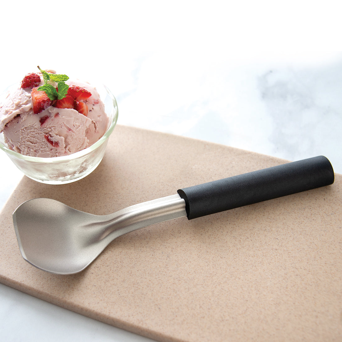 Premium Stainless Steel Ice Cream Scoop - Heavy Duty Ergonomic Design for Easy Scooping - Perfect for Ice Cream Parlors, Home Kitchens, and Dessert Shops