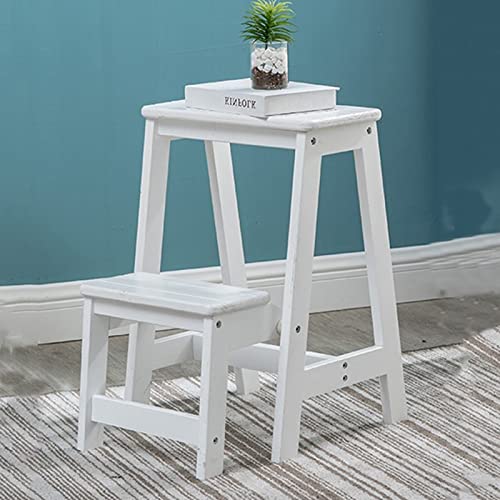 NEVKA Foldable Wooden Step Stool with Non-Slip Surface - Portable Kitchen Step Ladder, Home Library Stool, Climbing Step Stool for Household Use - Perfect for Reaching High Shelves, Organizing Pantry, and Kids' Bathroom Access