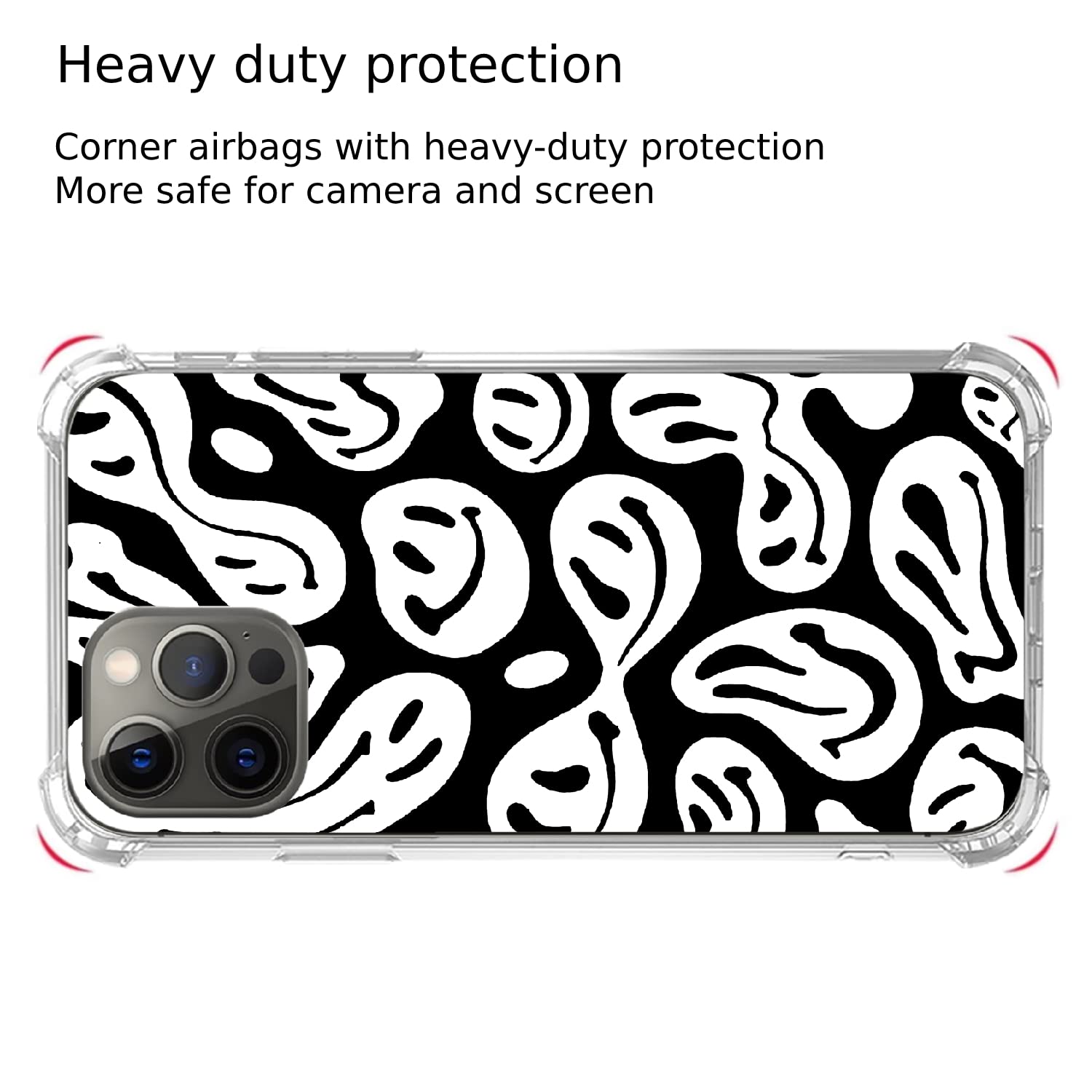 Trippy Aesthetic Black & White Smiley Face iPhone 11 Pro Max Case - Trendy Melting Design TPU Bumper Cover | Perfect for Music Festivals, Rave Parties & Unique Style Lovers