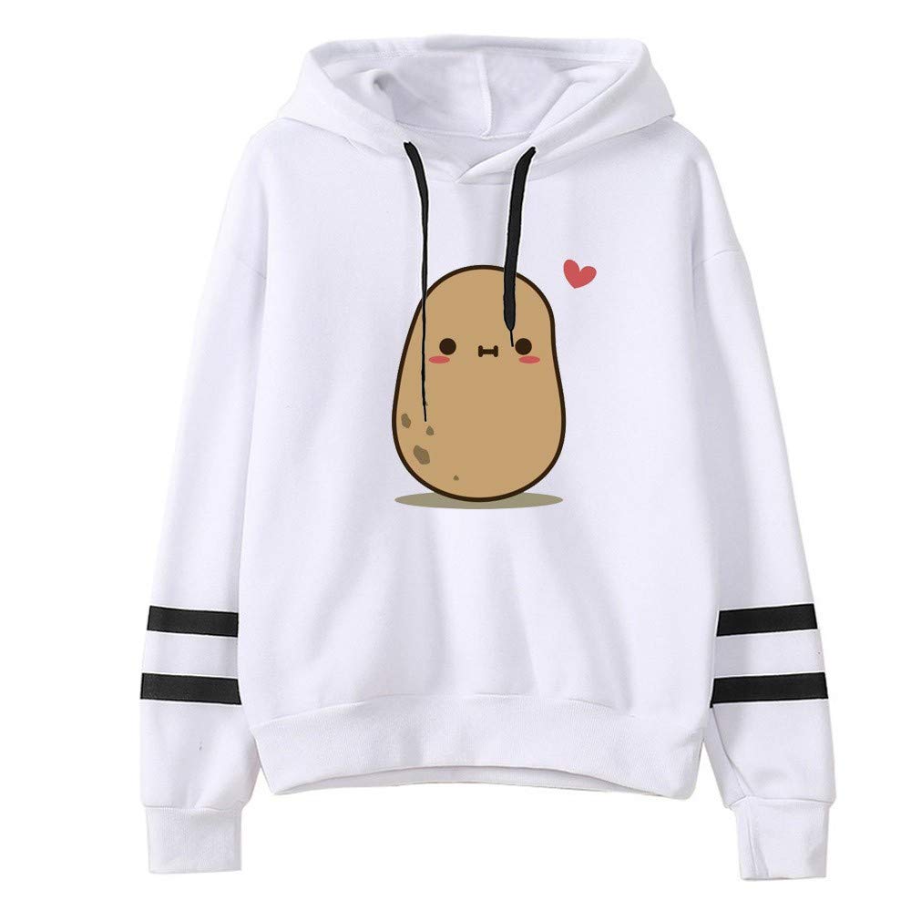 Women's Pullover Hoodie with Pocket & Drawstring - Cute Potatoes Print Hooded Sweatshirt for Teen Girls | Casual Wear, Street Fashion, Loungewear