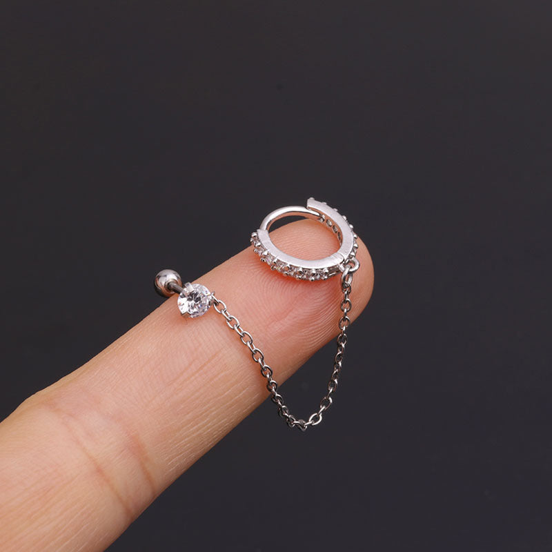 20G Connected Second Hole Chain Hoop Earrings for Women - Trendy Double Piercing Jewelry | Perfect for Layering & Everyday Wear | HSPJ275
