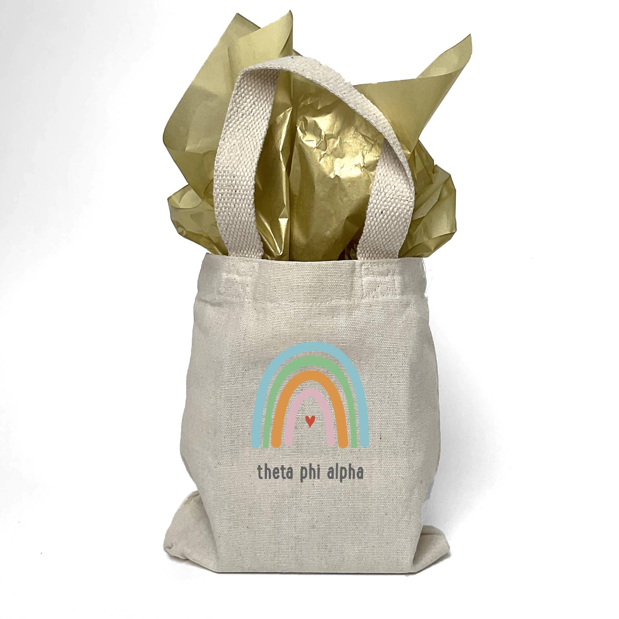 Rainbow Mini Tote Bag for Women - Cute Sorority Gifts & Goodie Bags - Small Cotton Shoulder Bag for Sisters, Bridesmaids & Best Friends - Perfect for College Events, Birthday Parties & Beach Outings
