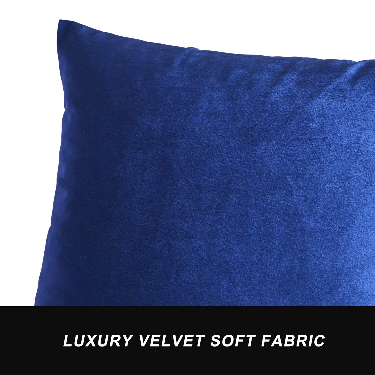 GIGIZAZA Velvet Decorative Throw Pillow Covers Set of 2 - 24x24 Inch Blue Sofa Cushion Covers for Living Room, Bedroom & Dorm Decor - Soft Luxury Pillowcases for Couch, Bed and Home Accent