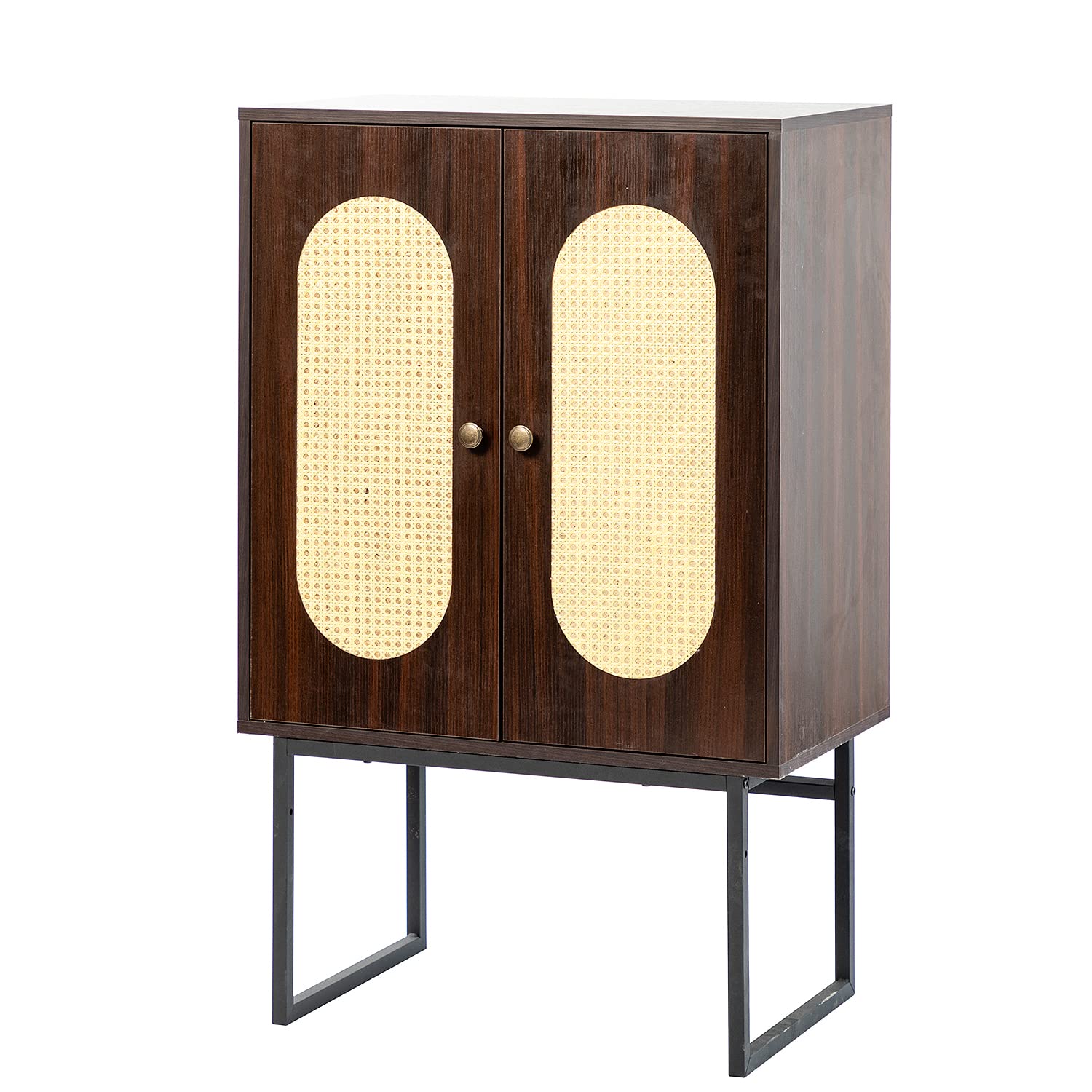 Handmade Natural Rattan Storage Cabinet with 2 Doors - Dark Brown Console Table, Sideboard Buffet Cabinet for Living Room, Dining Room, Entryway & Kitchen - Perfect for Home Organization & Stylish Storage Solutions