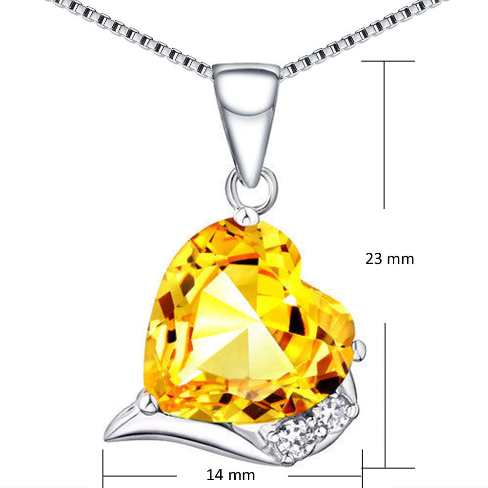 MABELLA Sterling Silver Heart Pendant Necklace with 6.06 CTW Simulated Gemstone, 18 Inch Chain - Elegant Jewelry Gift for Women, Perfect for Valentine's Day, Anniversary, Birthday & Special Occasions