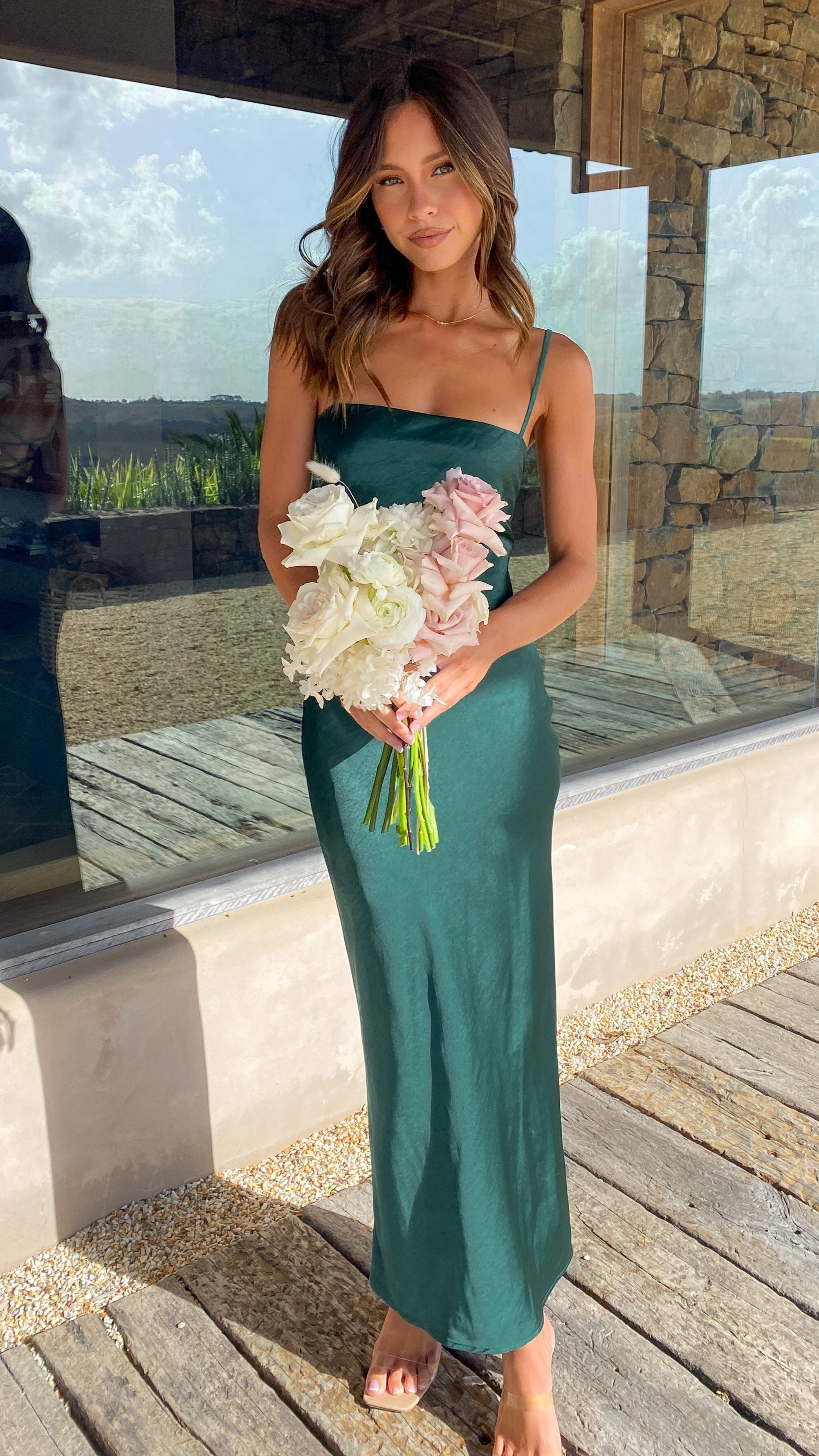 Keira Maxi Dress - Elegant Emerald Green Long Flowy Dress for Women | Perfect for Summer, Beach, Weddings & Special Occasions