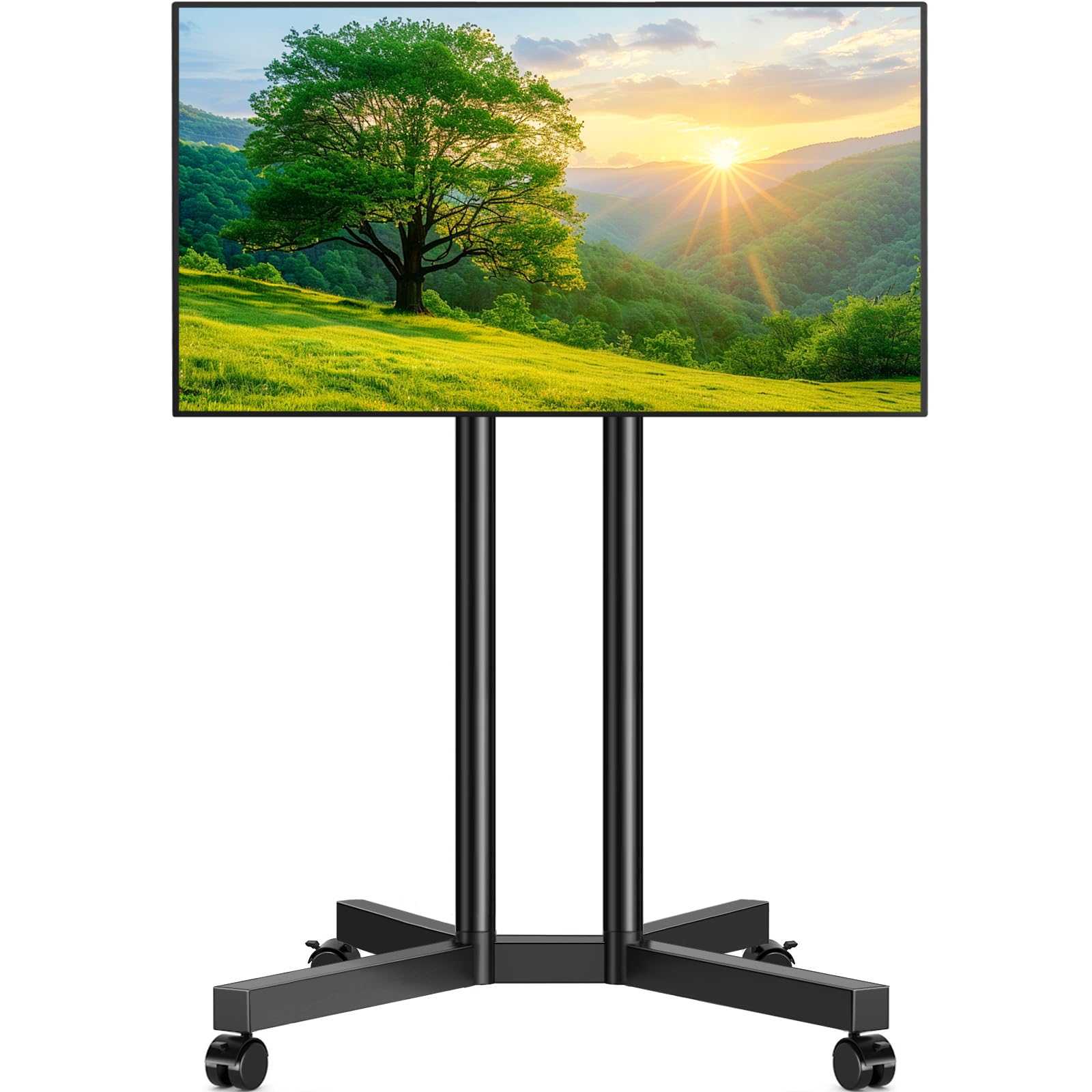 Upgraded Rolling TV Stand for 32-70 Inch TVs - Heavy Duty Mobile TV Cart with Smooth Wheels (Supports 88lbs) - Height Adjustable TV Mount Stand for Living Room, Bedroom & Office - Perfect for Home Entertainment & Space-Saving Solutions