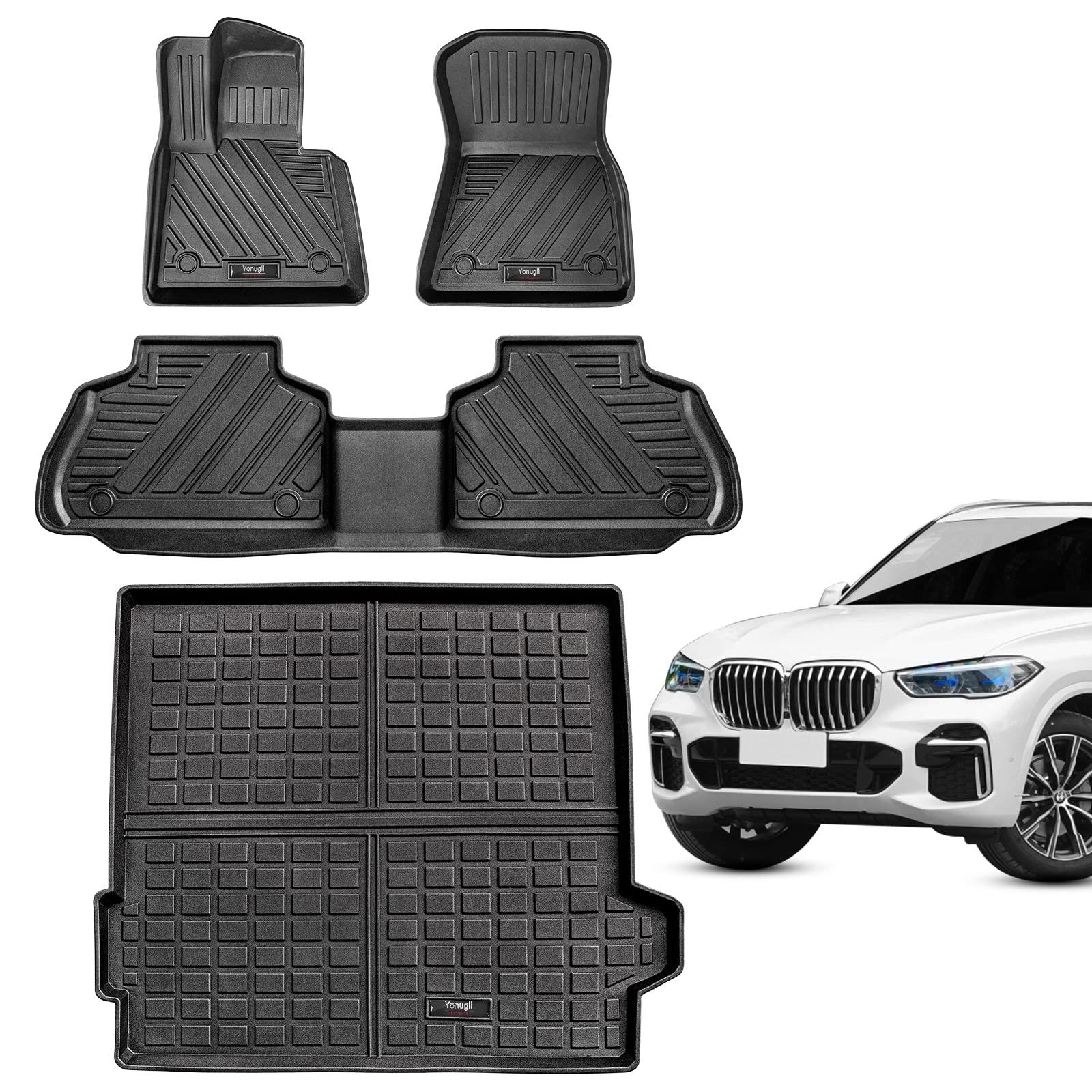 Premium All-Weather TPE Rubber Floor Mats & Cargo Liner Set for BMW X5 (G05) 2019-2025 - Heavy Duty Protection for Front Rear Seats & Trunk - Perfect for Daily Commute, Road Trips & Outdoor Adventures
