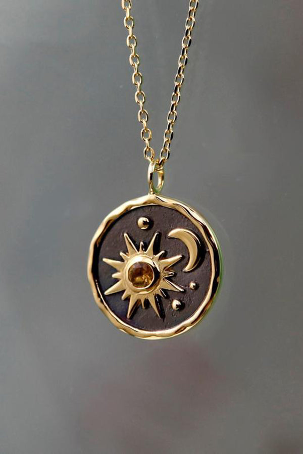 Exquisite Vintage Sun Moon Zircon Necklace for Women - Elegant Bohemian Jewelry Gift for Birthday, Anniversary & Special Occasions