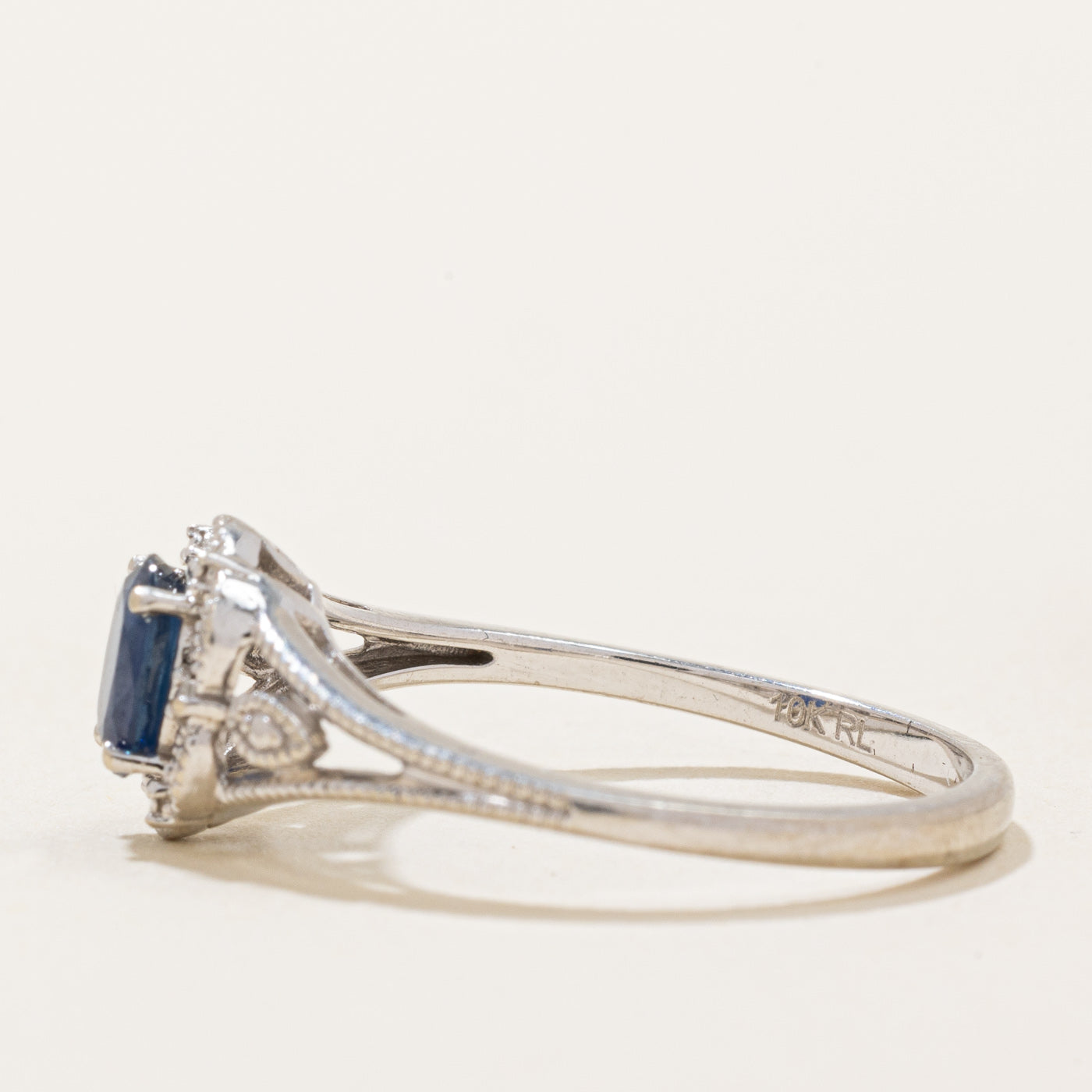 Blue & Clear Sapphire Ring | 0.42ct Natural Sapphire with 0.01ctw Diamond Accents | Size 6.75 | Elegant Wedding, Engagement & Anniversary Jewelry Gift for Women