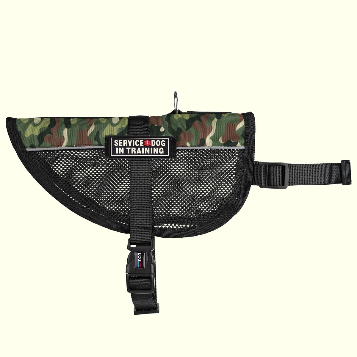MaxAire Adjustable Dog Vest with Removable Service Dog in Training Patches - Reflective Harness for Small, Medium & Large Dogs (13-16 Inch Girth) - Green Camo - Perfect for Training, Outdoor Adventures & Night Walks