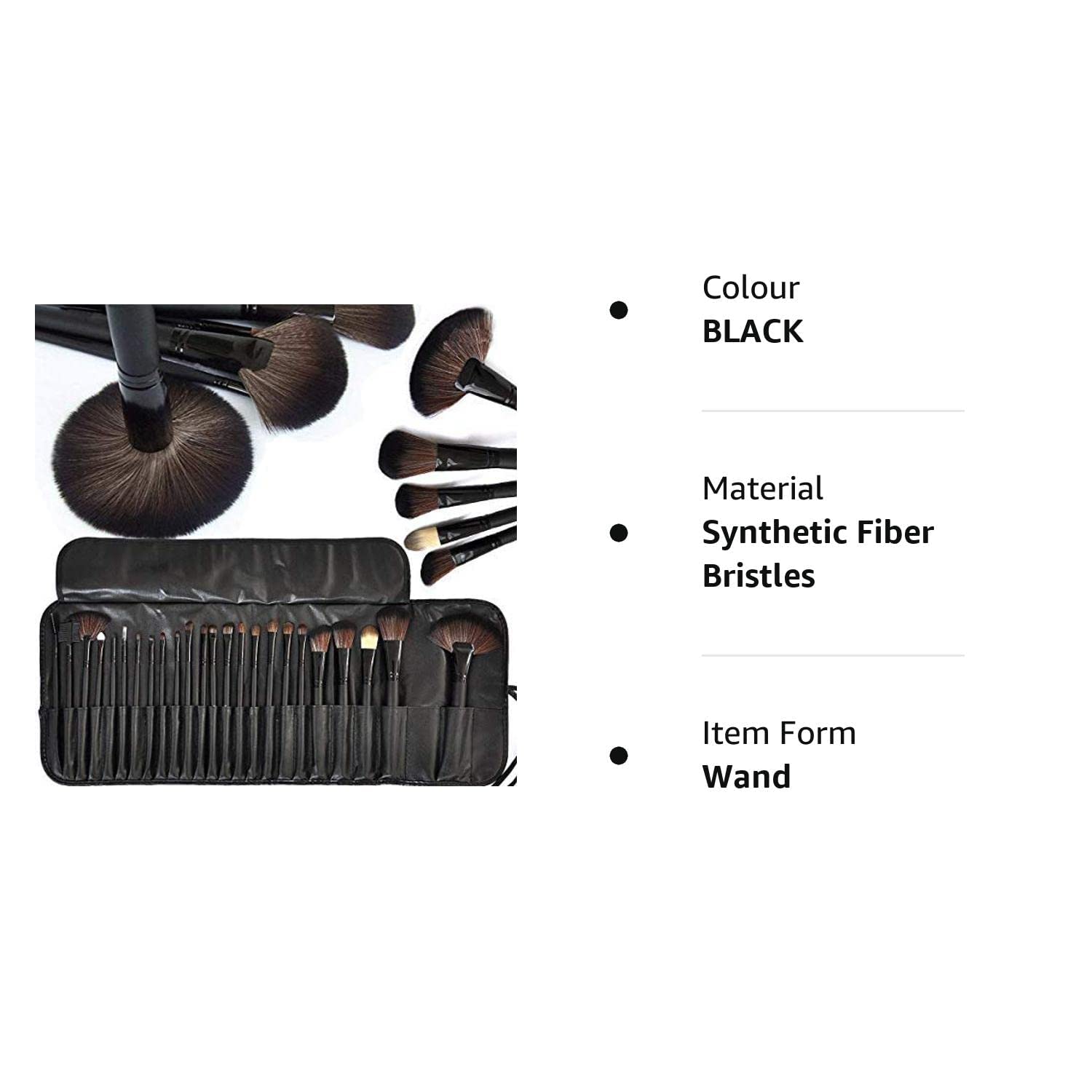 Premium 24-Piece Fiber Bristle Makeup Brush Set with Black Leather Case - Soft Professional Cosmetic Brushes for Foundation, Blush, Eyeshadow & Contouring - Perfect for Makeup Artists & Beauty Enthusiasts