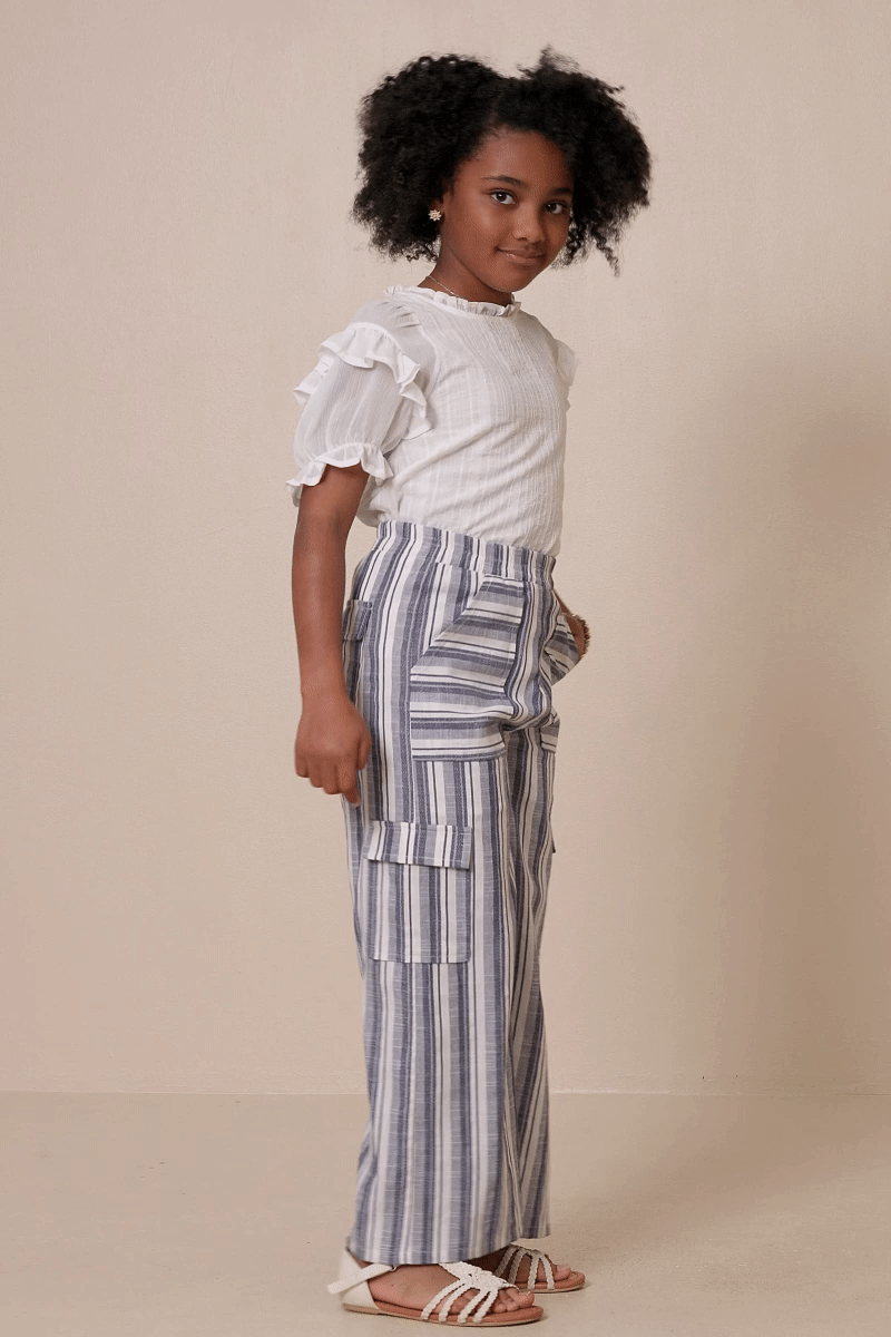 Stylish Striped Patch Pocket Wide Leg Cargo Pants for Women - Casual Streetwear & Outdoor Adventure Fashion