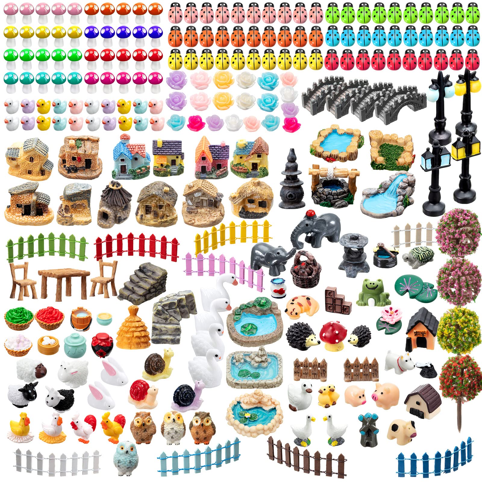 248 Pcs Miniature Garden Accessories Kit - Resin Animals & Figurines for DIY Dollhouse, Micro Landscape & Plant Decor | Perfect for Fairy Gardens, Terrariums & Home Decoration