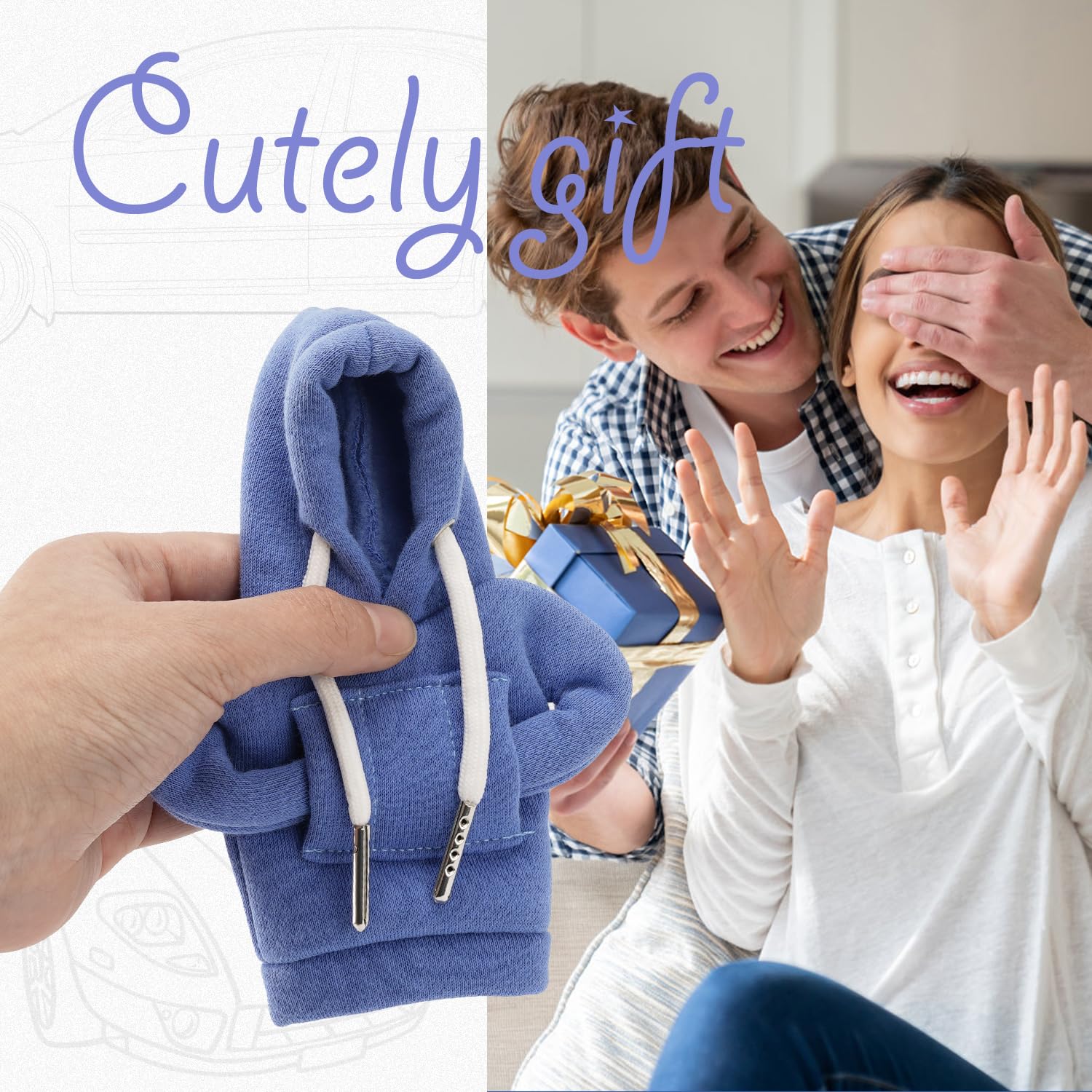 Car Gear Shift Knob Cover Hoodie - Cute Blue Shifter Knob Protector for Enhanced Car Interior Style, Perfect for Daily Driving and Road Trips