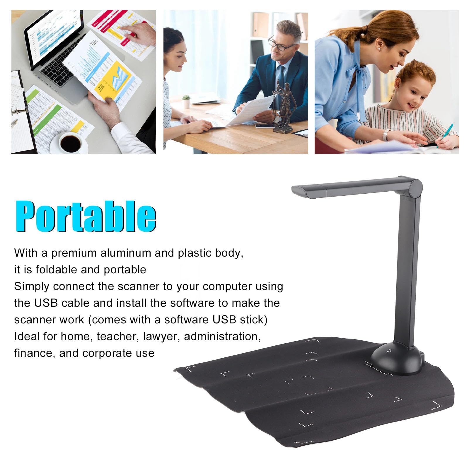 Foldable A3 A4 Document Camera & Book Scanner - HD Video Recording for Teaching, Online Classes, Office Work & Manuscript Scanning | Portable Scanner for Teachers, Students & Professionals