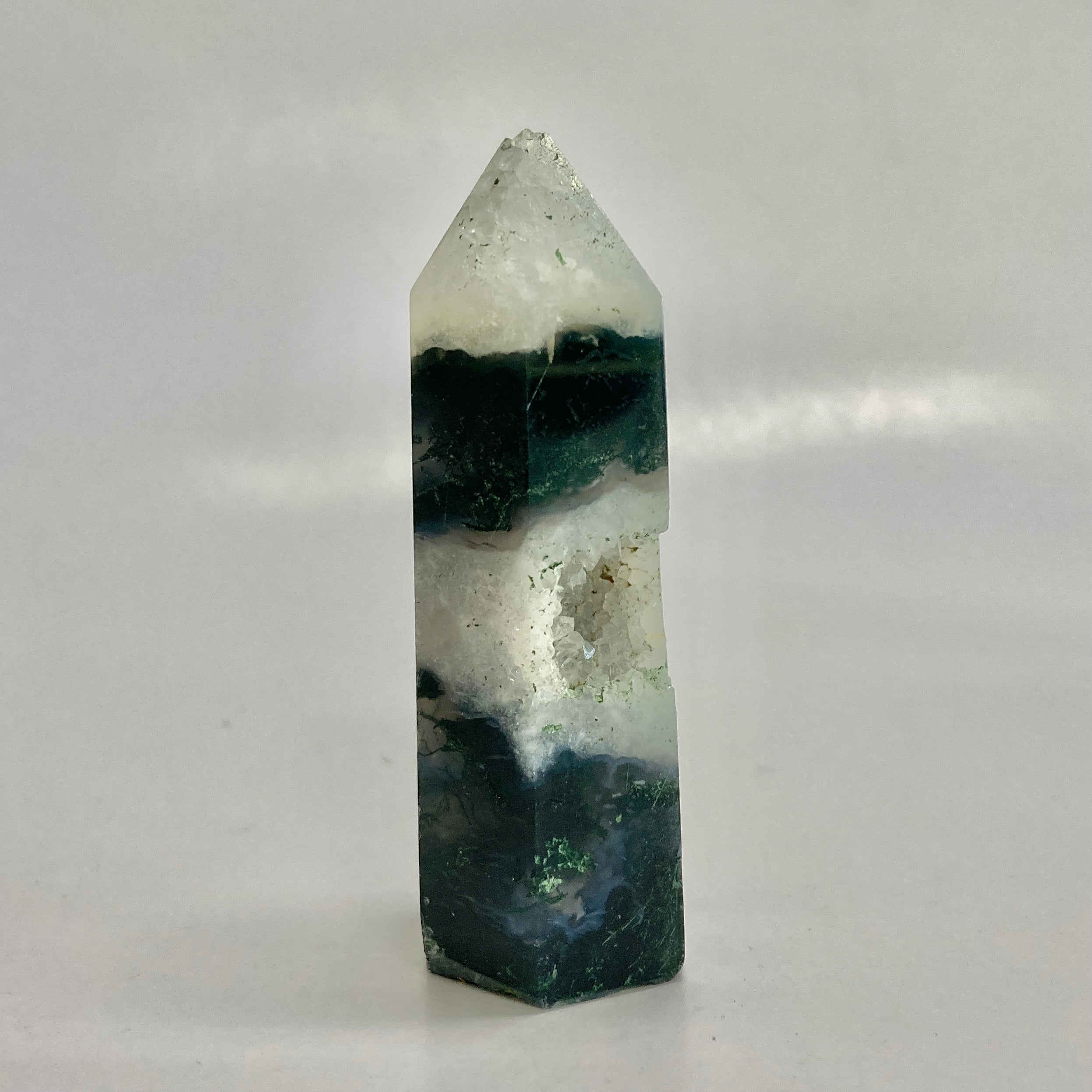 Healing Moss Agate Crystal Tower - Natural Stone for Meditation, Reiki, and Home Decor | Perfect for Spiritual Healing, Energy Work, and Feng Shui