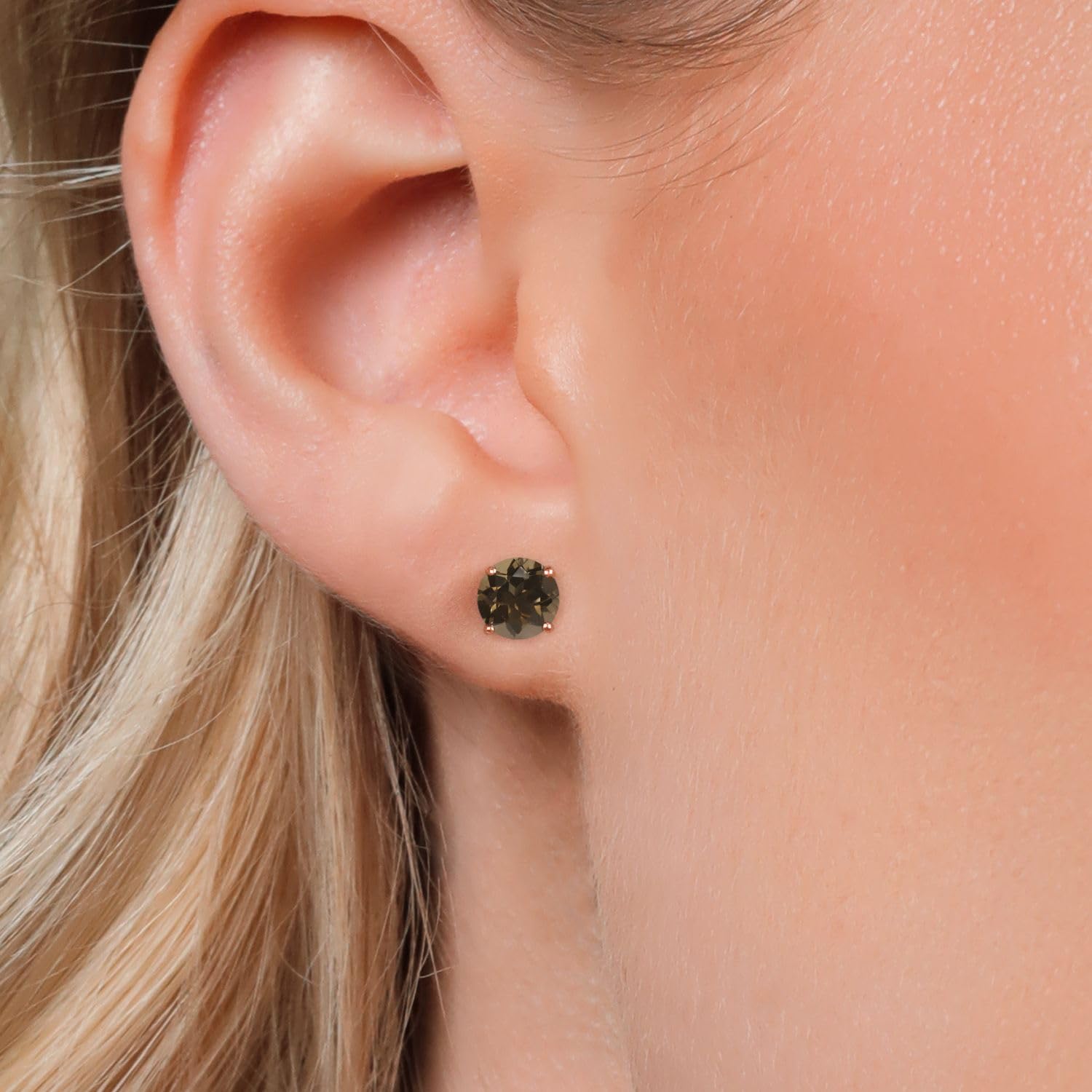 Gem Stone King 18K Rose Gold Plated Sterling Silver 6MM Round Birthstone Stud Earrings for Women & Men | Personalized Jewelry Gift for Birthday, Anniversary & Special Occasions