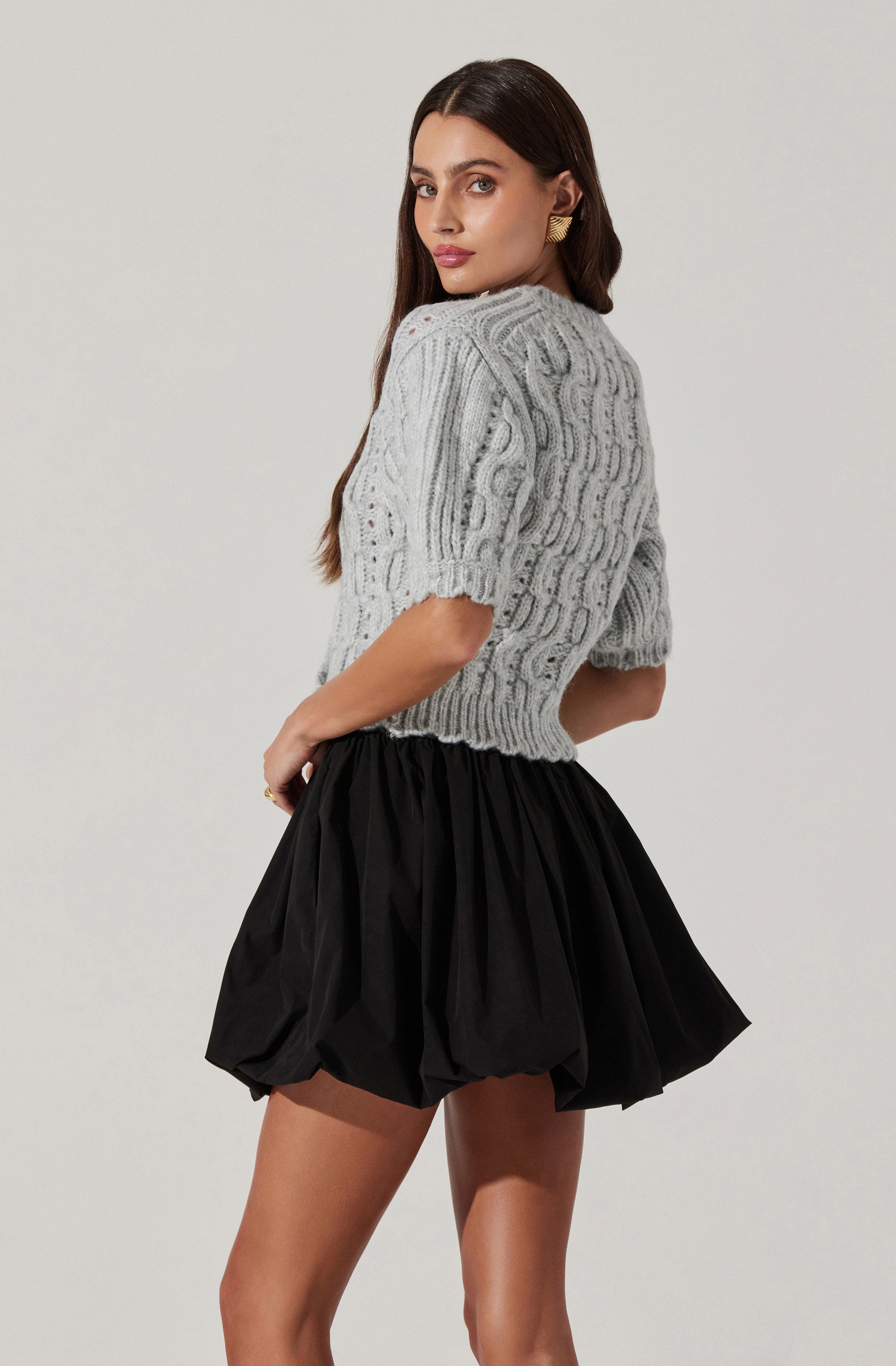 Bow Detail Cable Knit Cardigan Women's Sweater - Cozy Winter Pullover for Office, Date Night & Casual Outfits
