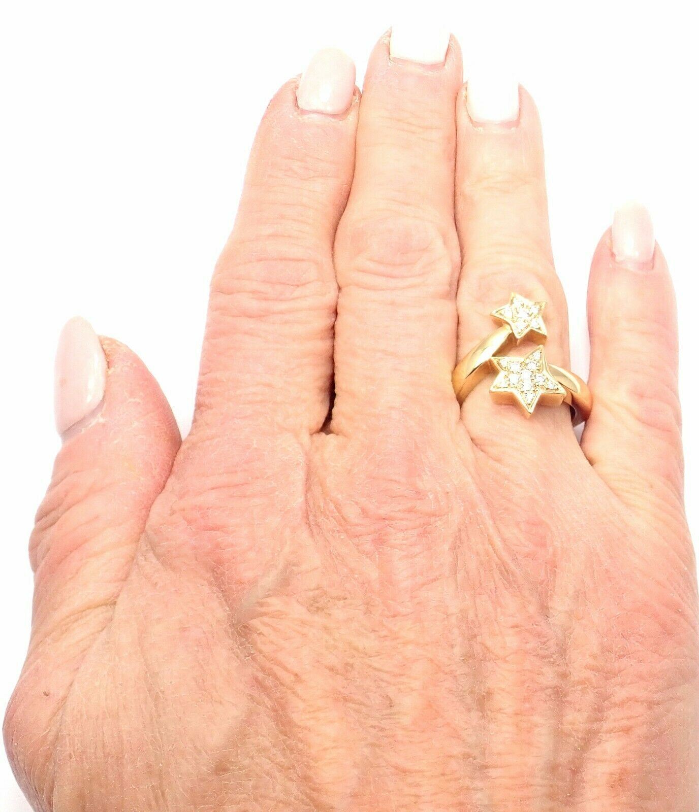 Authentic Chanel Comete 18K Yellow Gold Star Diamond Cocktail Ring for Women - Luxury Statement Jewelry for Parties, Weddings & Special Occasions