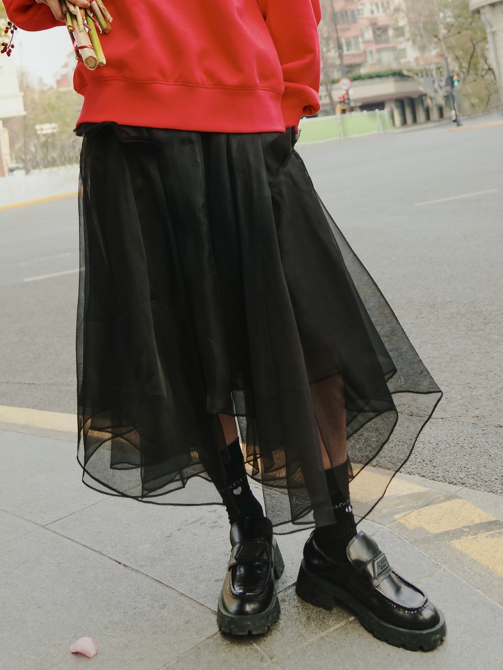 Elegant Asymmetric Pleated Silk Skirt for Women - High Waist Flowy Midi Skirt - Perfect for Office, Party & Special Occasions