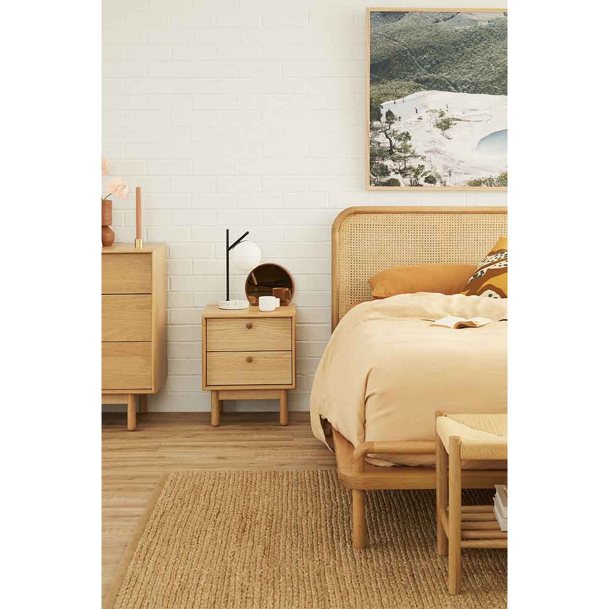 Modern Koto Nightstand with 2 Drawers - Wooden Bedside Table for Bedroom, Living Room & Office - Compact Storage Solution for Books, Lamps & Essentials
