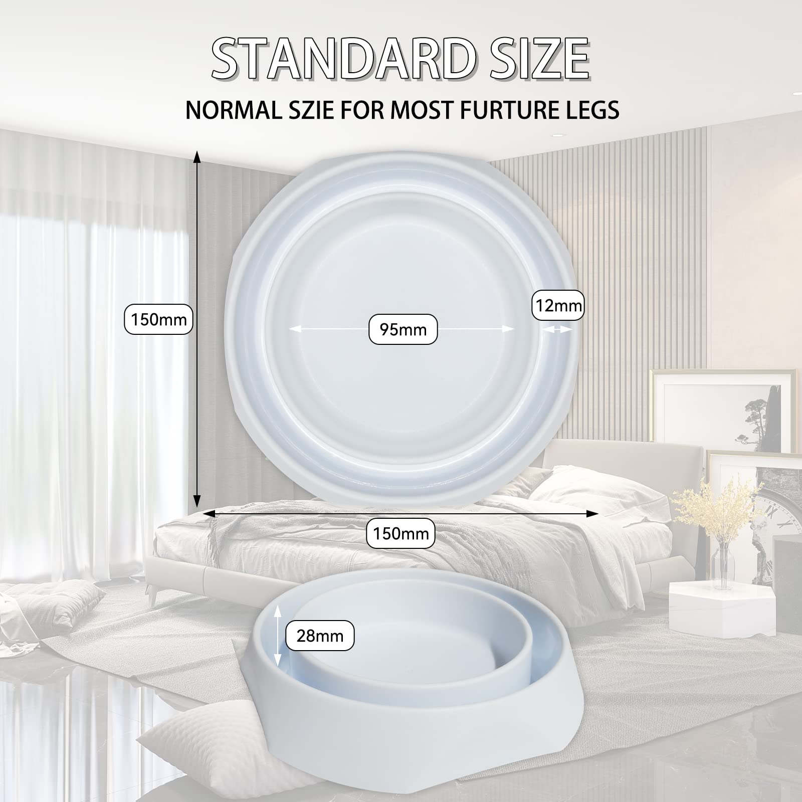 Bed Bug Interceptors with Anti-Skid Pads - Bed Bug Traps & Detectors for Bed Legs (White, 4 Pack) - Protect Your Home from Infestations | Ideal for Mattresses, Furniture & Travel Use