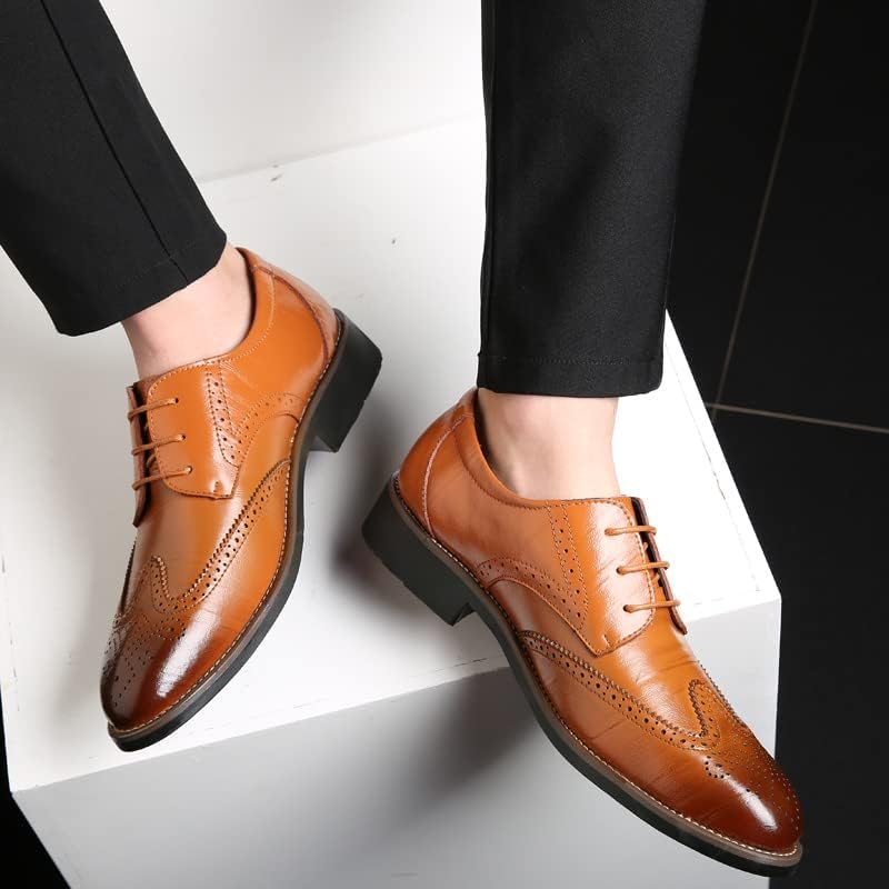 Men's Classic Lace-Up Oxford Dress Shoes - Business Formal Wingtip Shoes for Wedding, Party & Office | Premium Leather Business Attire & Professional Work Shoes