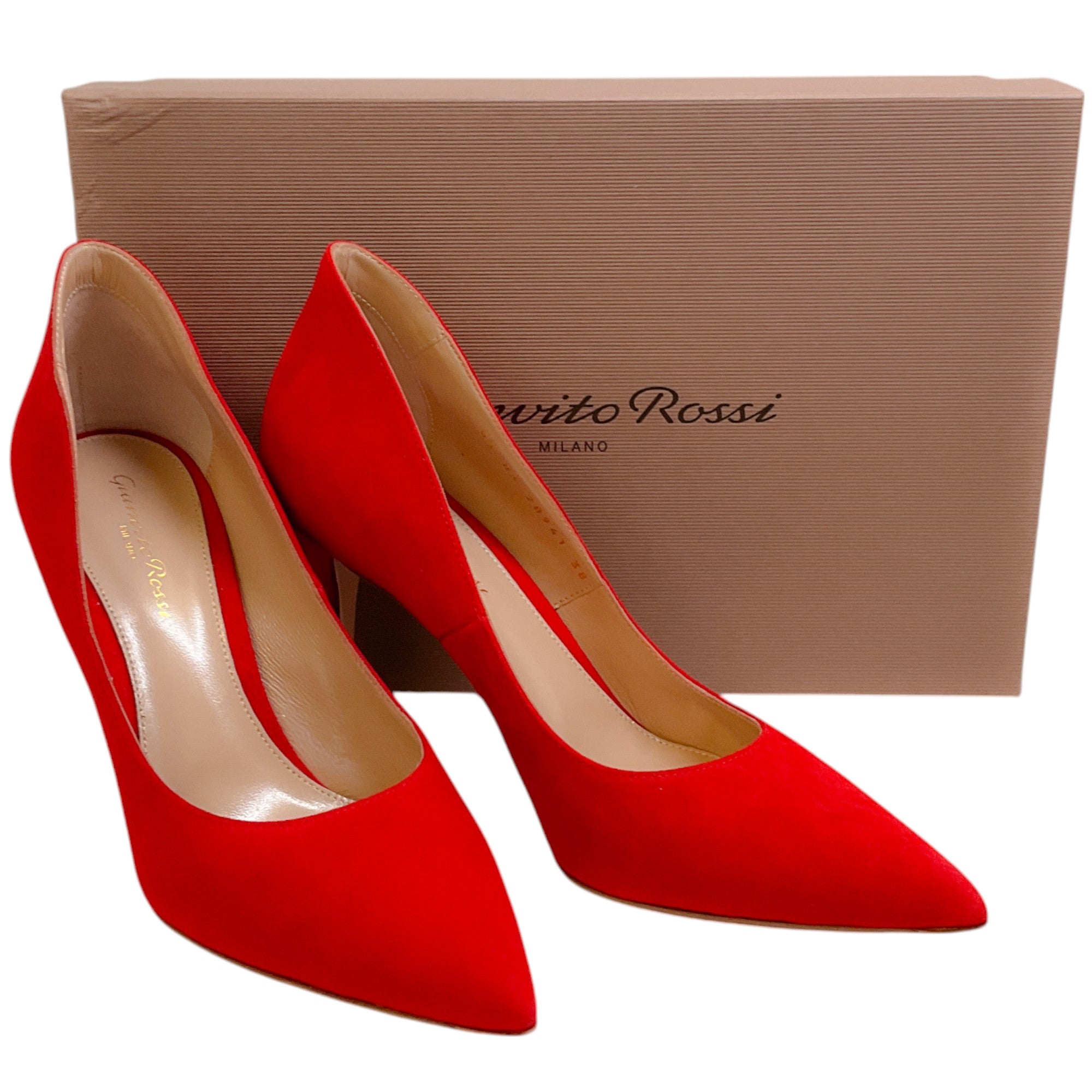 Gianvito Rossi Tabasco Red Suede Ellipsis 85mm Pumps - Women's Luxury High Heels for Parties, Weddings & Evening Events