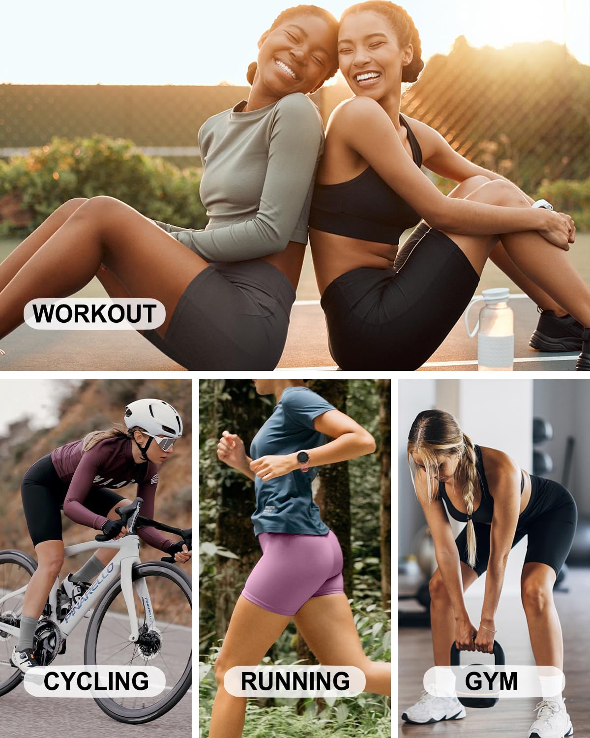 4 Pack Women's High Waisted Biker Shorts - 8