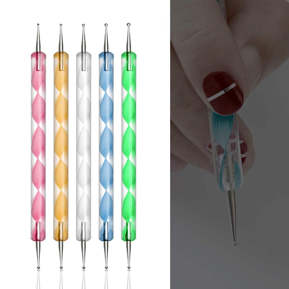 Shidara Professional Nail Dotting Pen Tool Set for Nail Art Designs - 5 Multicolor Dot Paint Tips - Perfect for DIY Manicure, Salon Nail Design & Creative Nail Art Projects