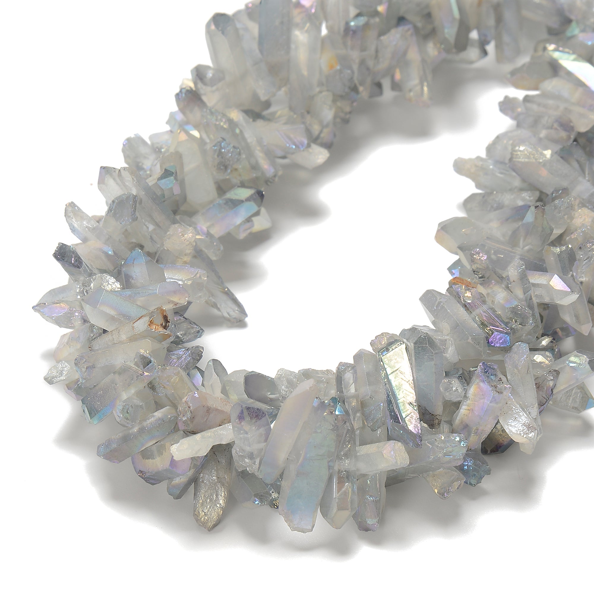 Electroplated Purple Blue Quartz Rough Stick Point Beads 5-6x15-20mm 15.5'' Strand - DIY Jewelry Making, Bracelet & Necklace Crafting Supplies for Boho Style Accessories