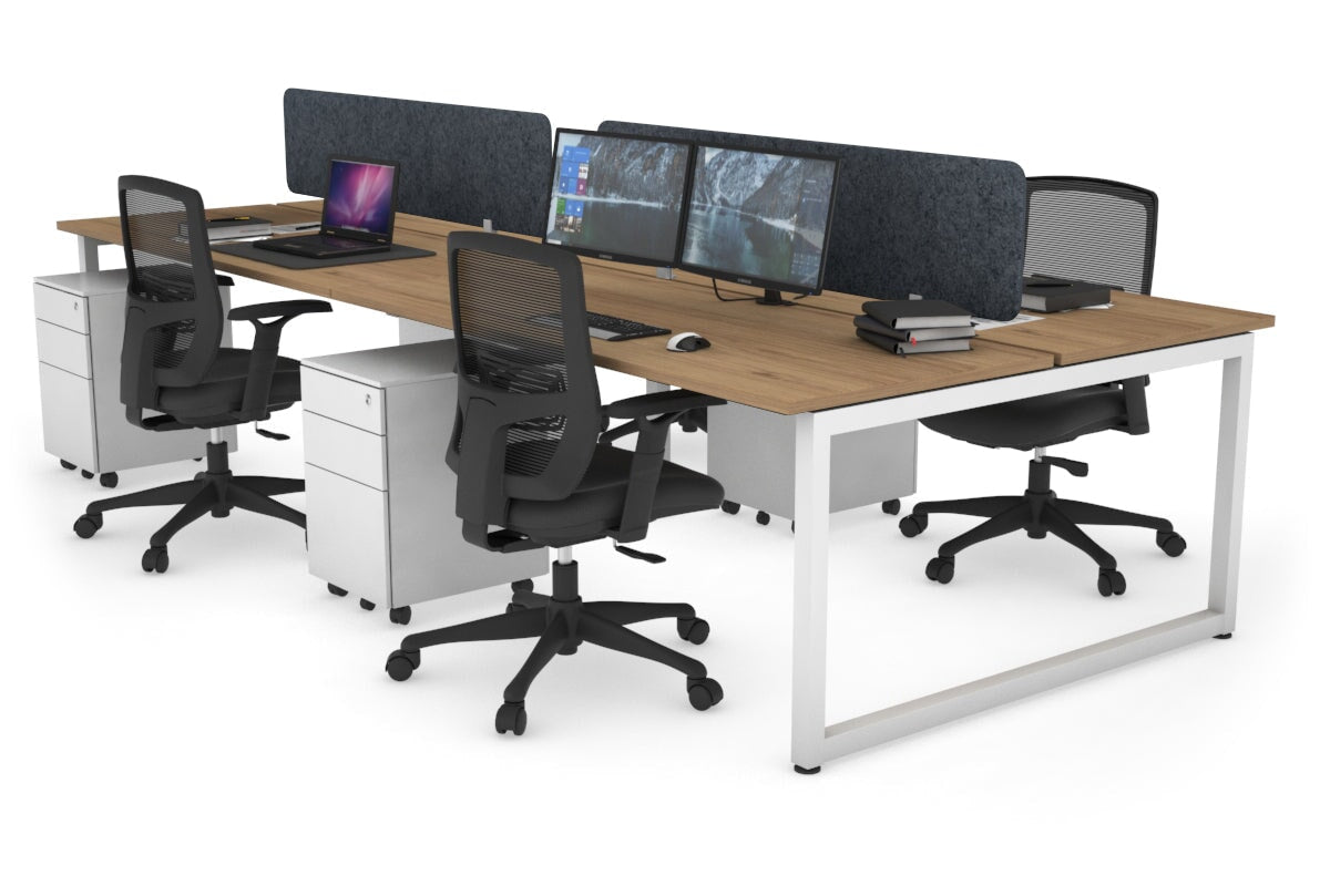 Quadro Loop Legs 4 Person Office Workstation Desk - 1800L x 700W - Modern Collaborative Workspace Solution for Team Projects & Office Meetings