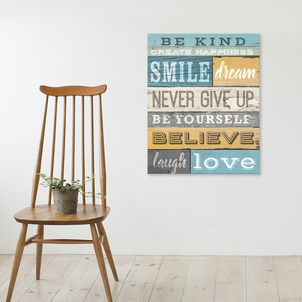 Be Kind Printed Canvas Wall Art - 16x20 Inches Multi-Color Inspirational Decor for Living Room, Bedroom & Office