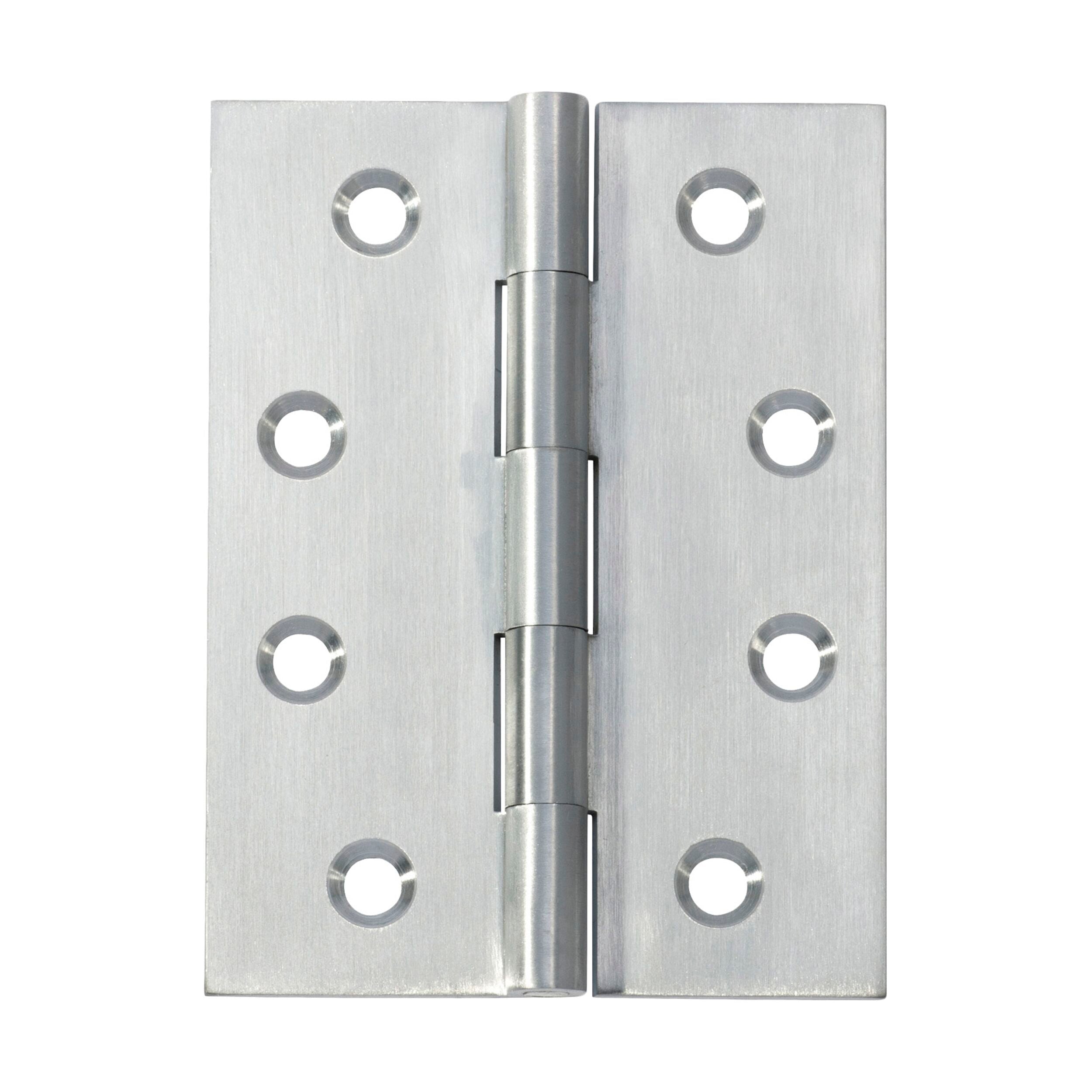 2773 Hinge Fixed Pin Satin Chrome H100xW75mm - Heavy Duty Cabinet Door Hinges for Kitchen, Bathroom & Furniture Installation