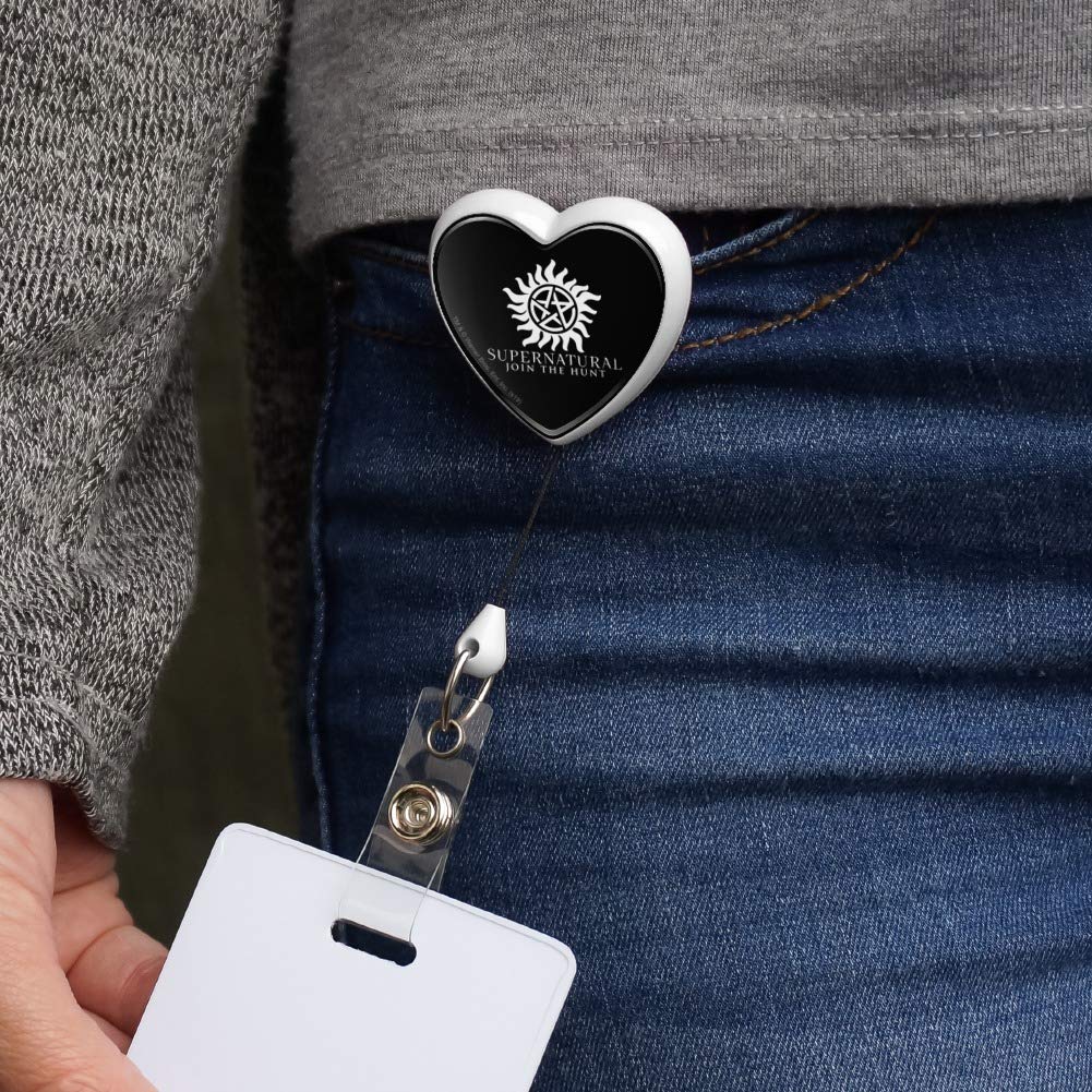 Supernatural Anti-Possession Symbol Heart Lanyard - Retractable Badge Reel & ID Card Holder for Fans, Cosplay, and Work Security (Officer, Nurse, Teacher)