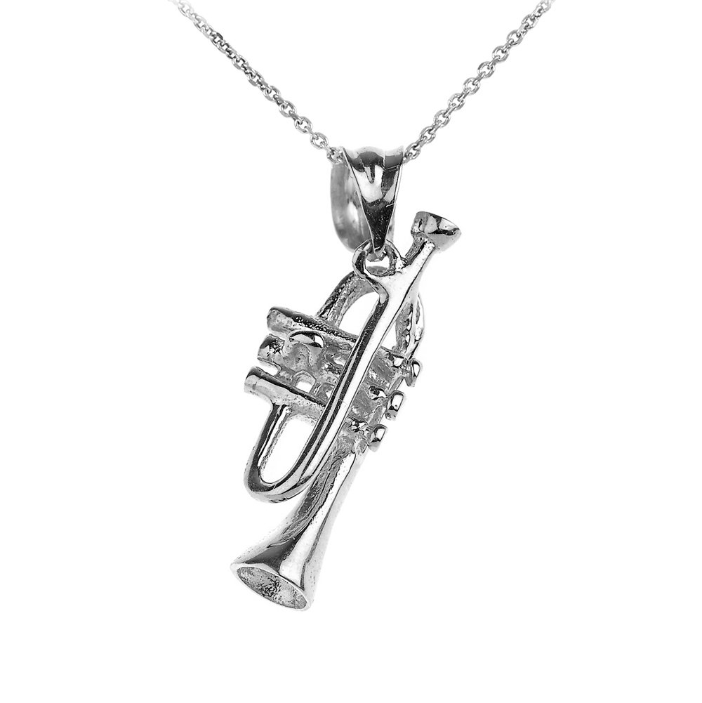 925 Sterling Silver Trumpet Music Charm Pendant Necklace for Women - Elegant Musical Instrument Jewelry Gift for Musicians & Music Lovers - Perfect for Performances, Concerts & Special Occasions