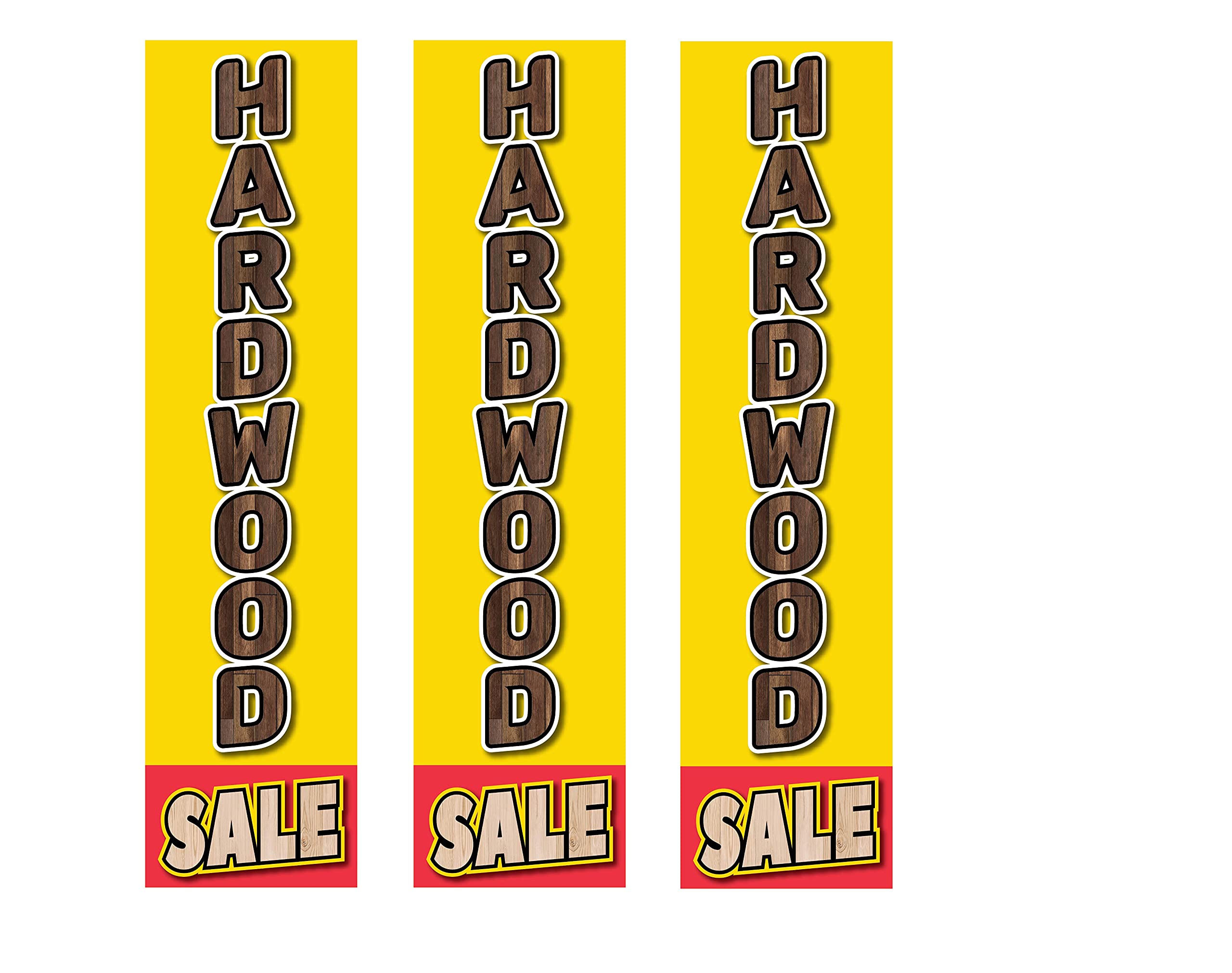 Premium Hardwood Rectangle Boomer Feather Flags Complete Kit - 3 Flags, Poles & Ground Spikes for Outdoor Advertising, Grand Openings & Car Sales