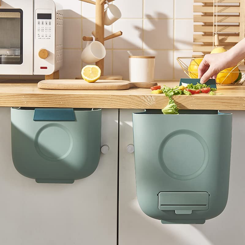 TOMYEUS 10L/13L Foldable Hanging Trash Can - Space Saving Wall Mounted Waste Bin for Bathroom, Kitchen, Toilet & Cabinet Door - Perfect for Small Spaces & RVs (13L Capacity)