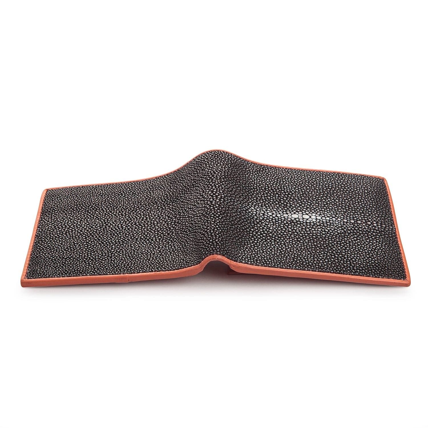 Genuine Stingray Skin Men's Wallet - Two-Tone Black & Brown Leather Bifold Wallet for Everyday Use & Gift Giving