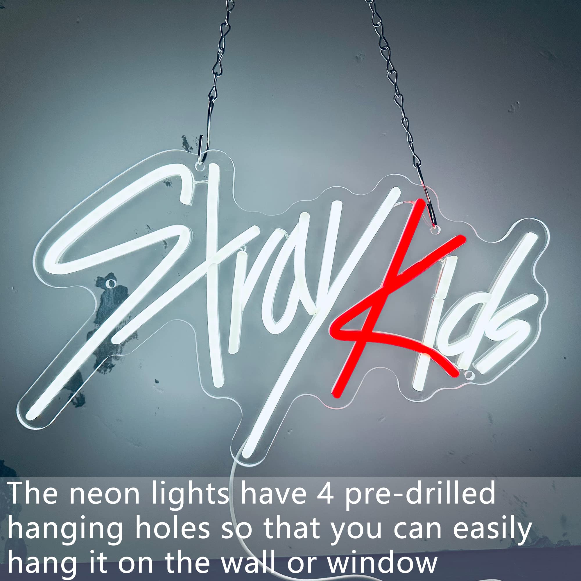 Stray Kids LED Neon Sign - Kpop Wall Decor, USB Powered Neon Light for Bedroom, Gaming Room, Office - Perfect Gift for Christmas, Birthday, Fans - Night Light for Boys & Girls (15.7x9.8 Inches) - Ideal for Kpop Fan Rooms, Gaming Setups & Teen Bedroom Decor