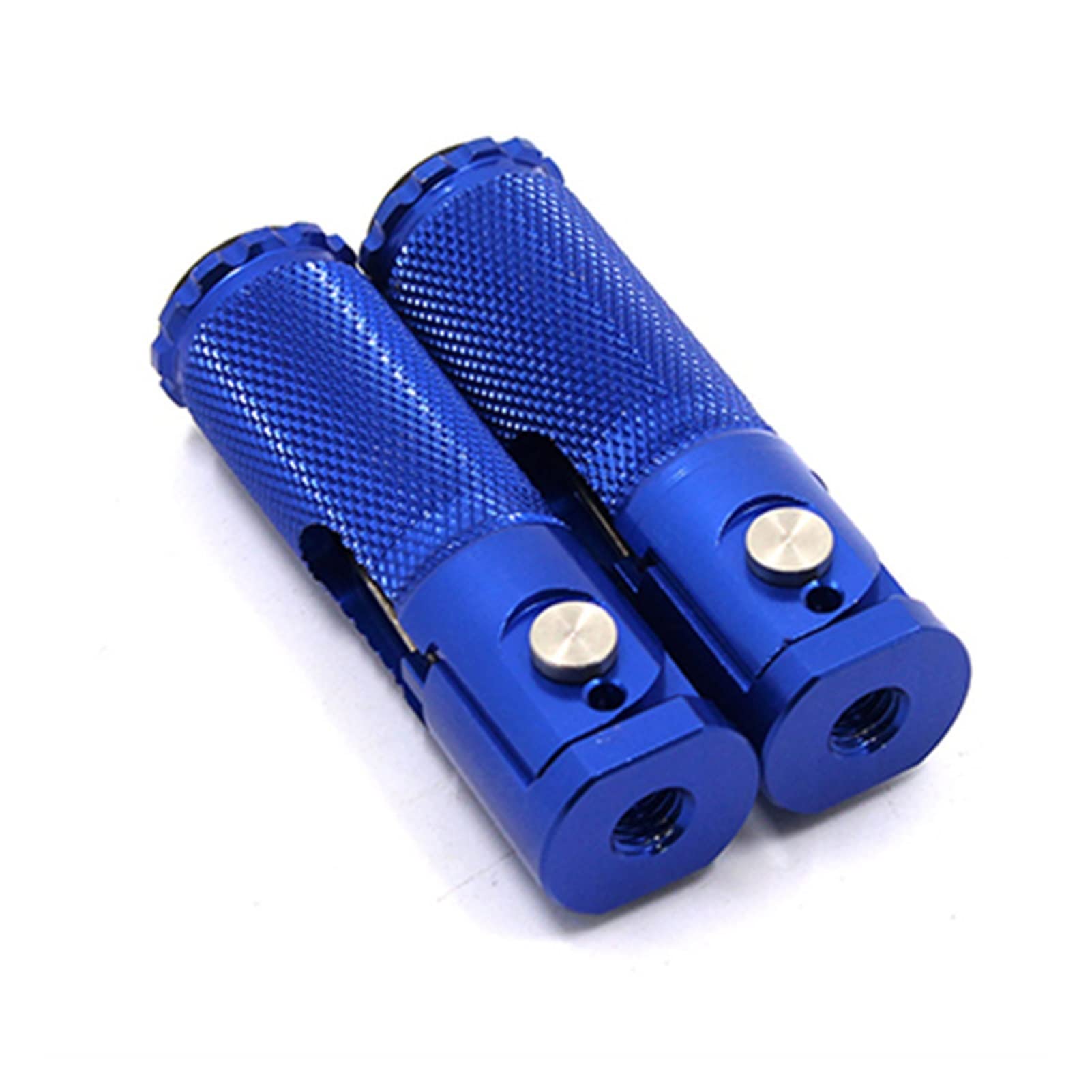 Universal Motorcycle Racing Folding Footpegs - CNC Replacement Footrests for Sport Bikes (Blue) - Durable Rear Pedals for Track Racing & Street Riding