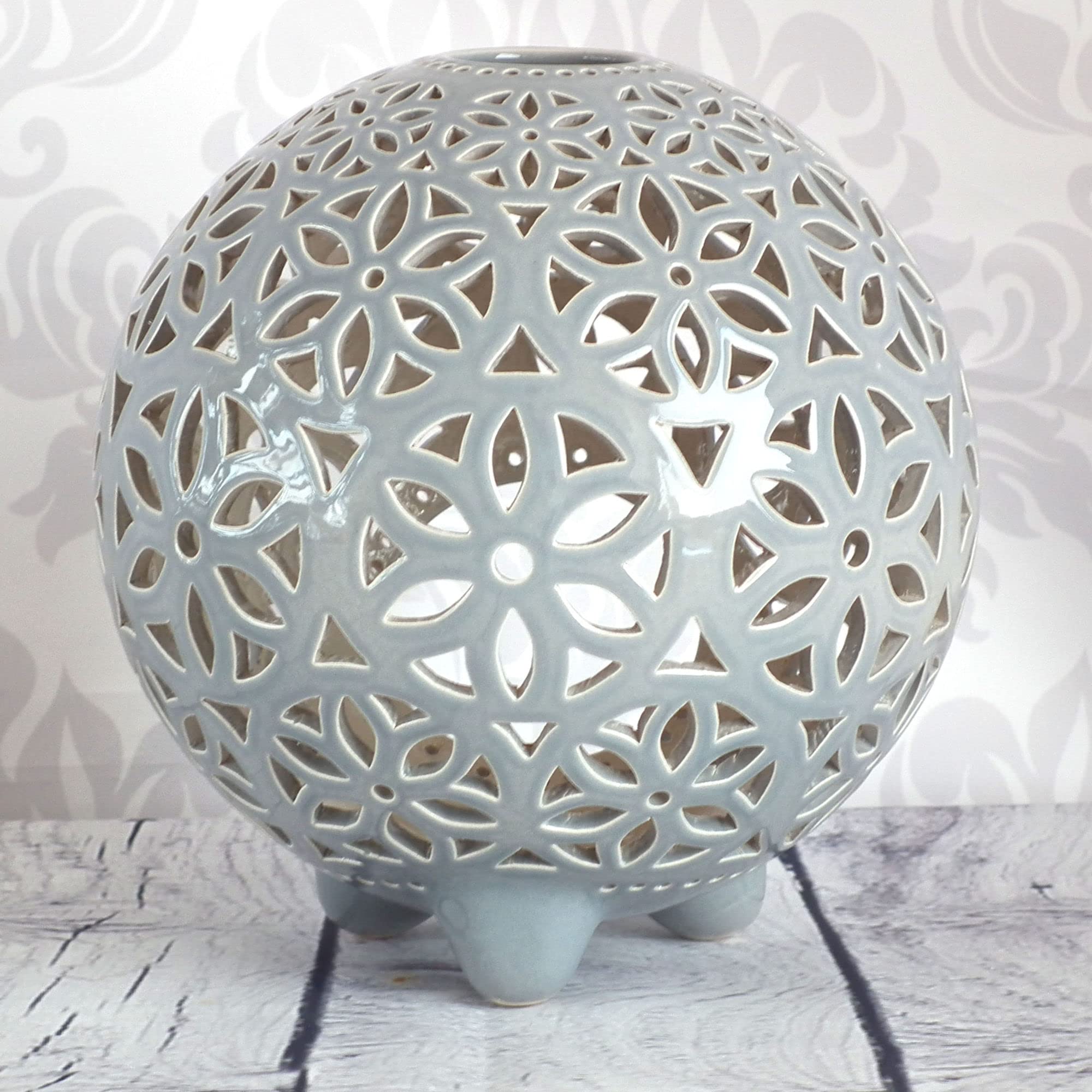 Scandinavian Style Gray Ceramic Candle Holder - Handmade Tealight Lantern for Nordic Home Decor | Perfect for Cozy Living Room, Bedroom & Wedding Centerpiece Decorations