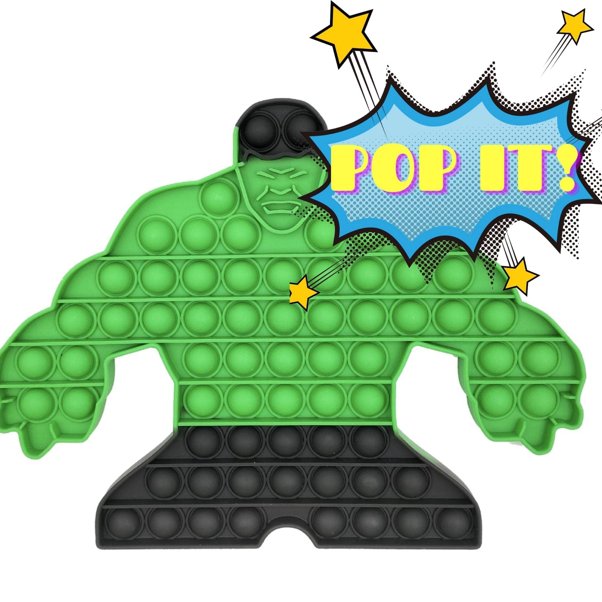 ALWAYS4FUN Jumbo Green Hulk Pop It Fidget Toy - Large Superhero Bubble Sensory Stress Reliever for Kids & Adults - Autism Anxiety Relief - Perfect for Home, Office & Classroom Use