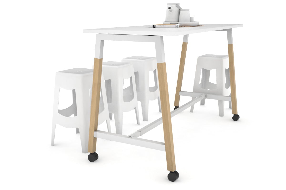 Quadro A Legs Counter Table with Wood Legs and Cross Beam - 925H [1600L x 700W] - Perfect for Restaurant, Bar, and Commercial Kitchen Countertops