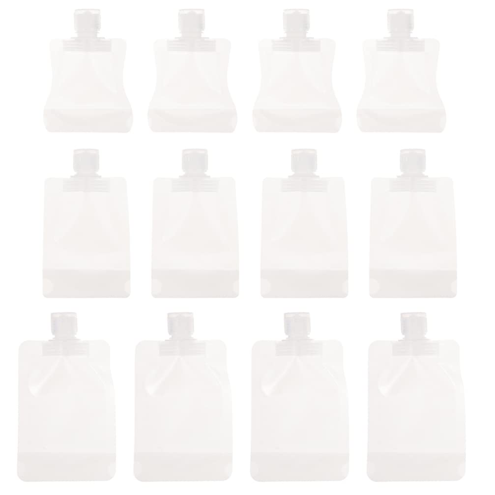 12 Pack Refillable Travel Size Empty Lotion Bags - 30ml/100ml Small Squeeze Pouch with Suction Mouth for Shampoo, Shower Gel & Cosmetics | Perfect for Travel, Gym & Toiletry Organization