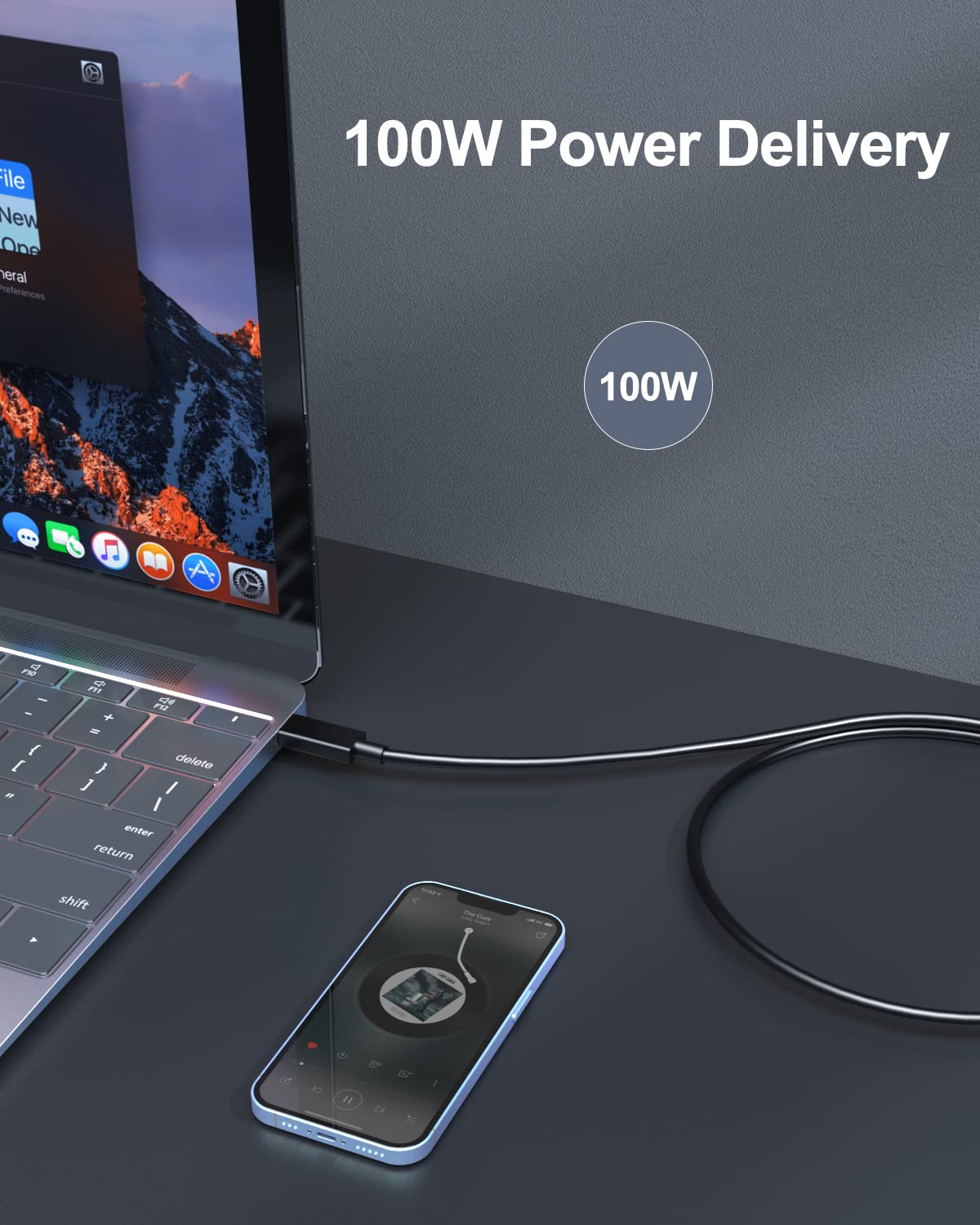 Superer 6.6Ft USB 4 Cable - 40Gbps High-Speed USB C to USB C Cable for 4K/8K Video Display, 100W Fast Charging - Compatible with MacBook Pro, Dell XPS, iPad Pro, Samsung Galaxy - Perfect for Home Office, Gaming & Travel Charging